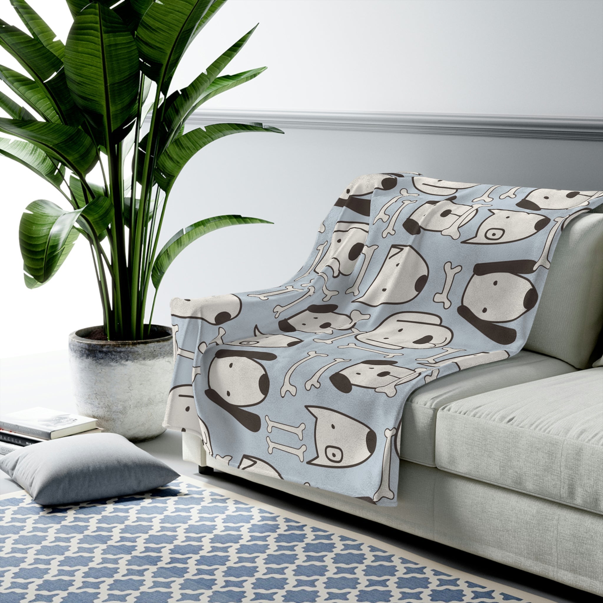 Premium Dog & Bone Plush Throw Blanket