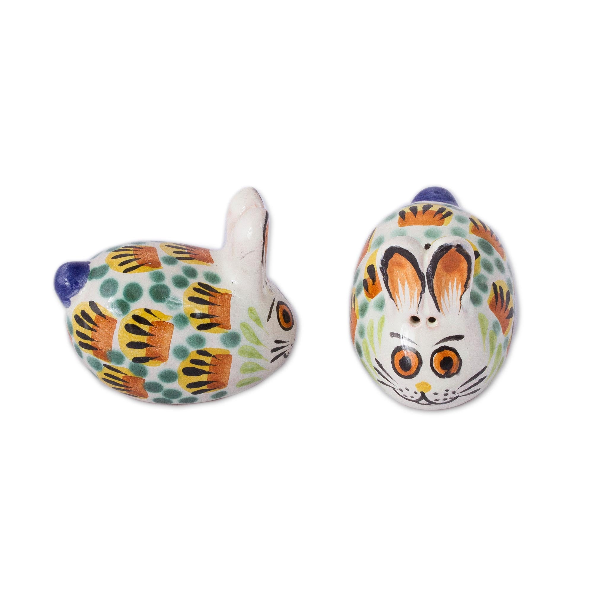 Premium Majolica Ceramic Rabbit Salt & Pepper Shakers - Handcrafted Farmhouse Pair