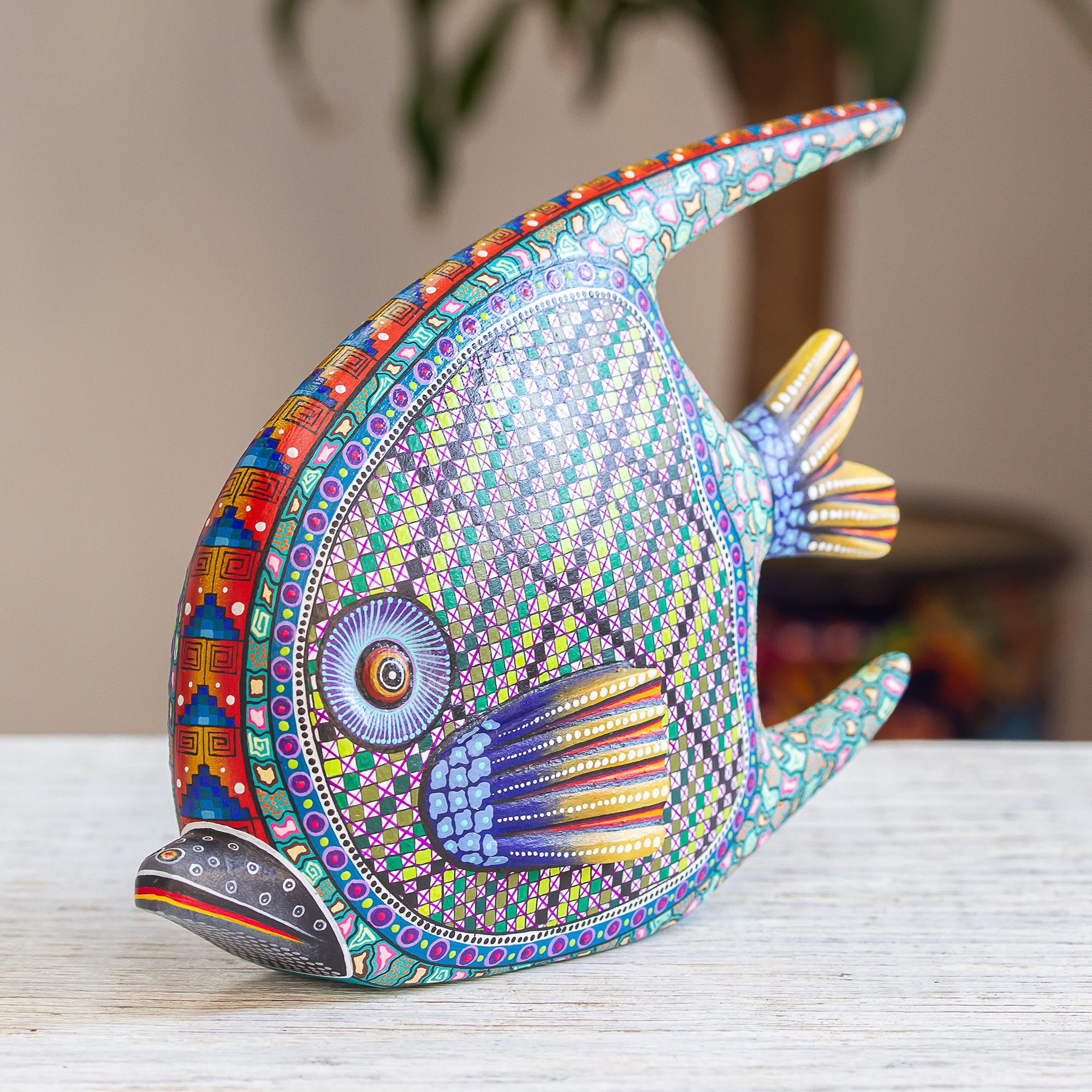 Premium Zapotec Alebrije Fish Sculpture - Handcrafted Mexican Folk Art