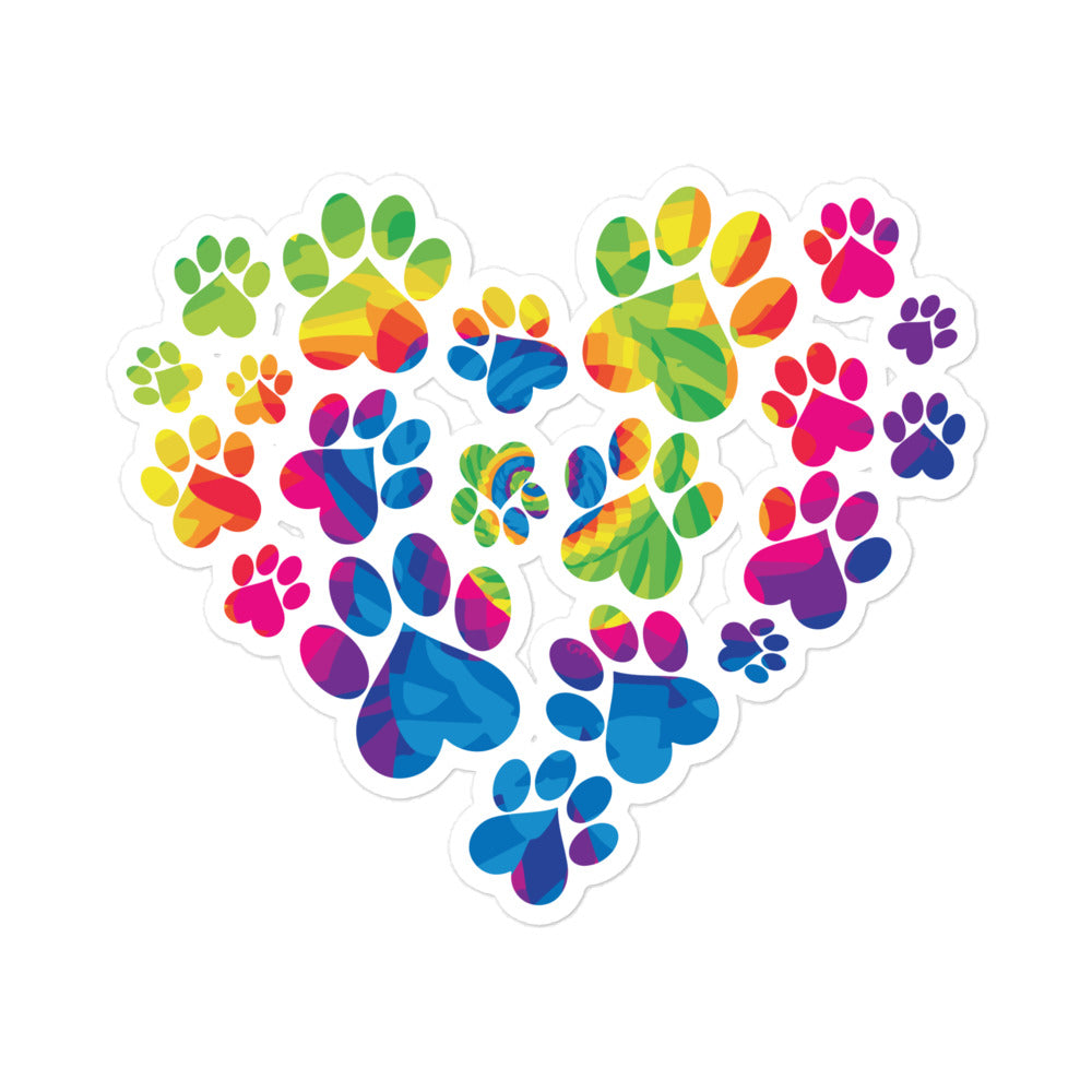 Premium Anniversary Paw Print Love Stickers - Celebrate 20 Years of Rescue