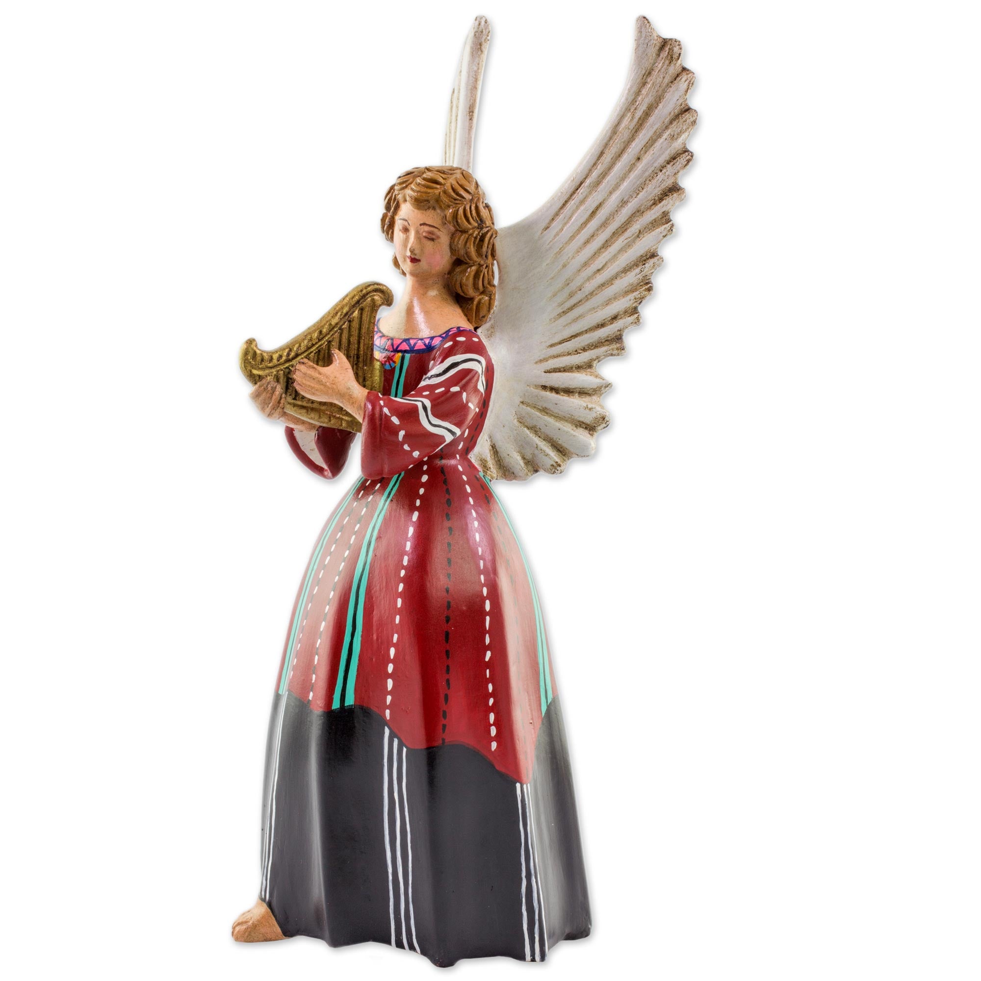 Premium Handcrafted Ceramic Angel from Sololá, Guatemala - 11 Inch
