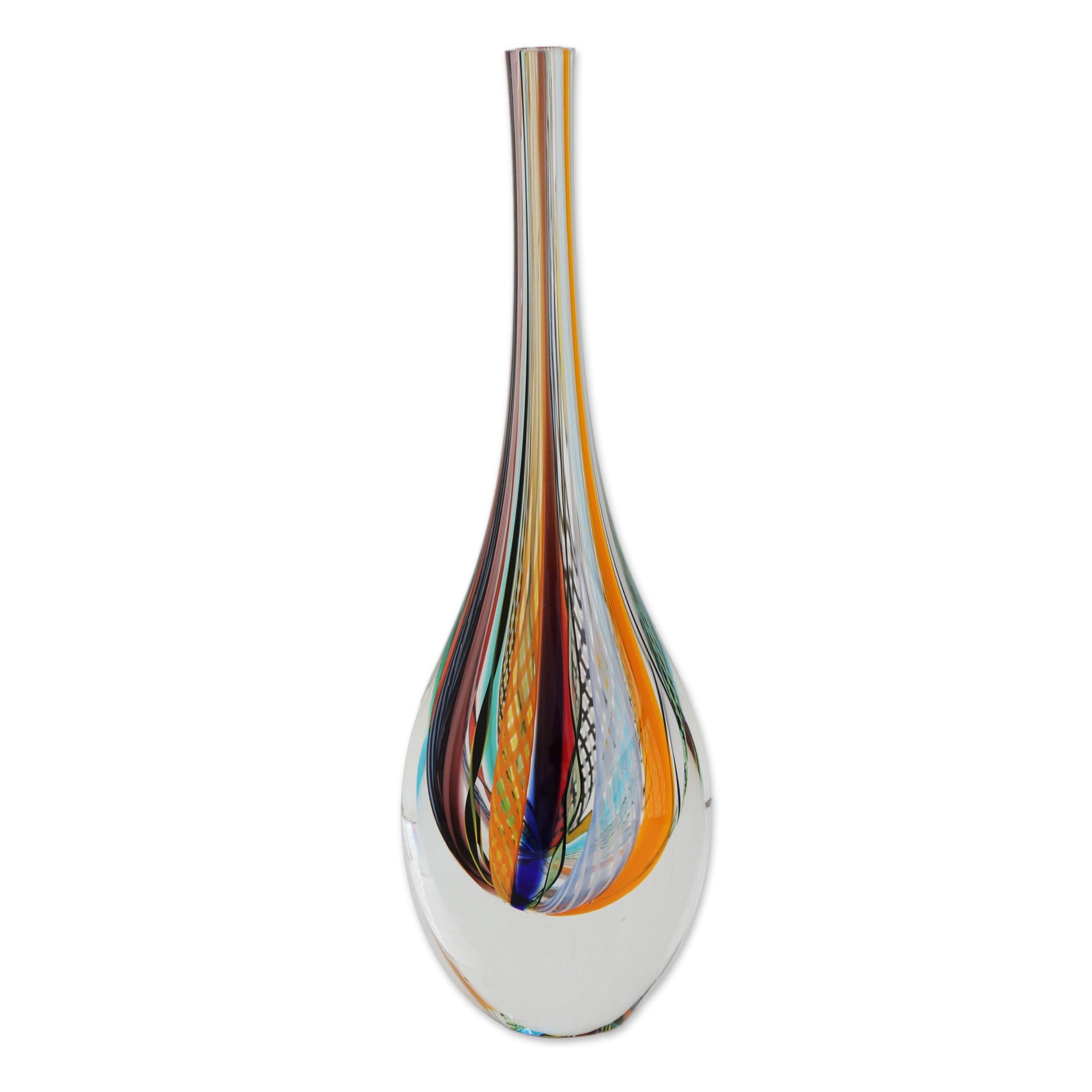 Premium Murano-Style Art Glass Vase - Color Cascade (11 Inch)
