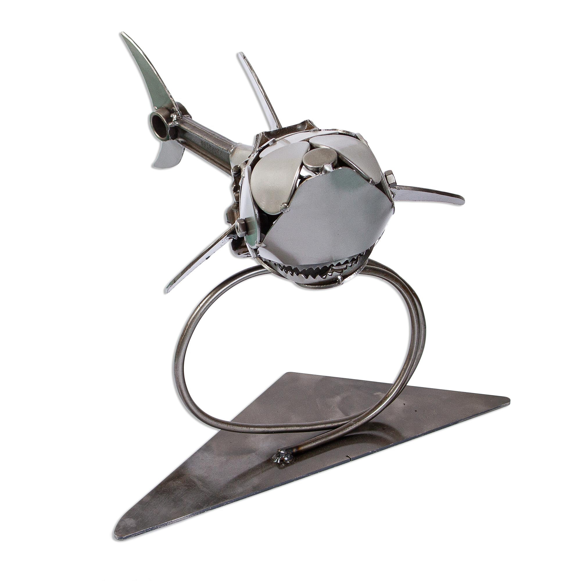 Premium Rustic Shark Sculpture - Recycled Auto Parts Art