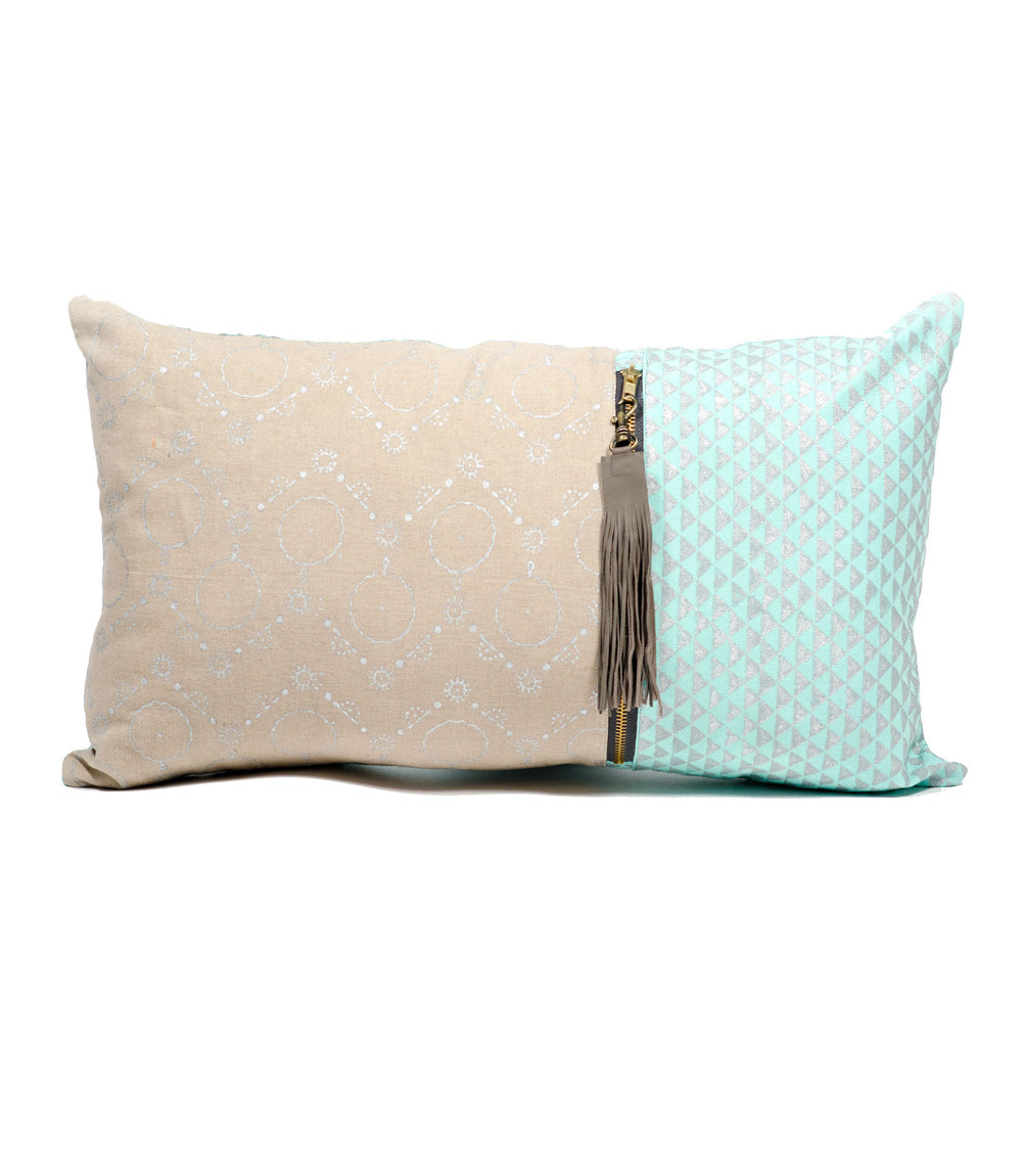 Premium Long Metallic Block Print Pillow - Ultimate Boho Chic Decor