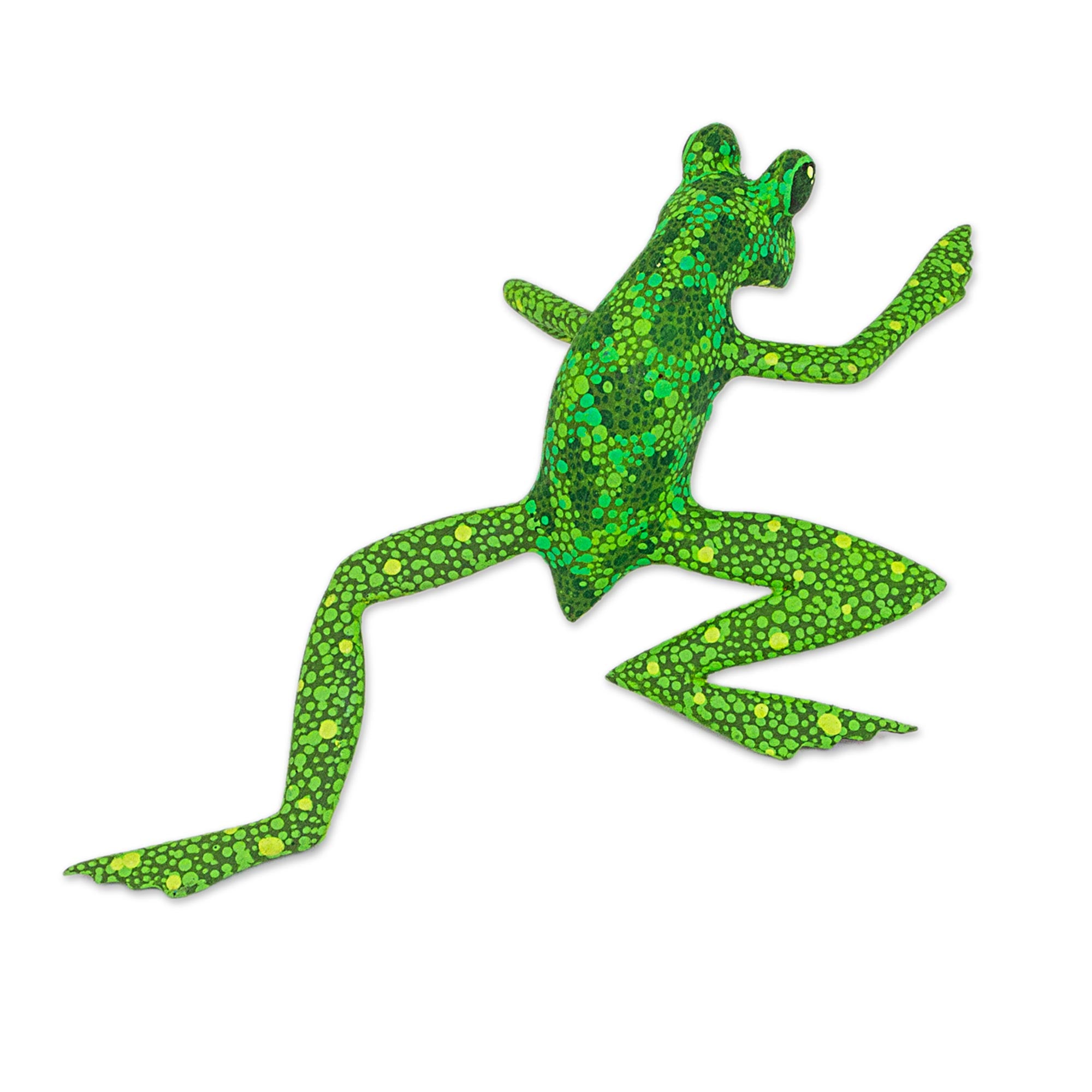 Premium Hand-Painted Green Oaxaca Frog Alebrije Sculpture