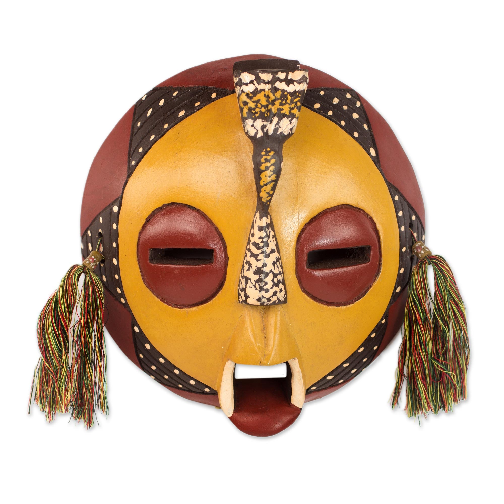 Premium Handcrafted Ghanaian Wall Mask - Calm Amina Design