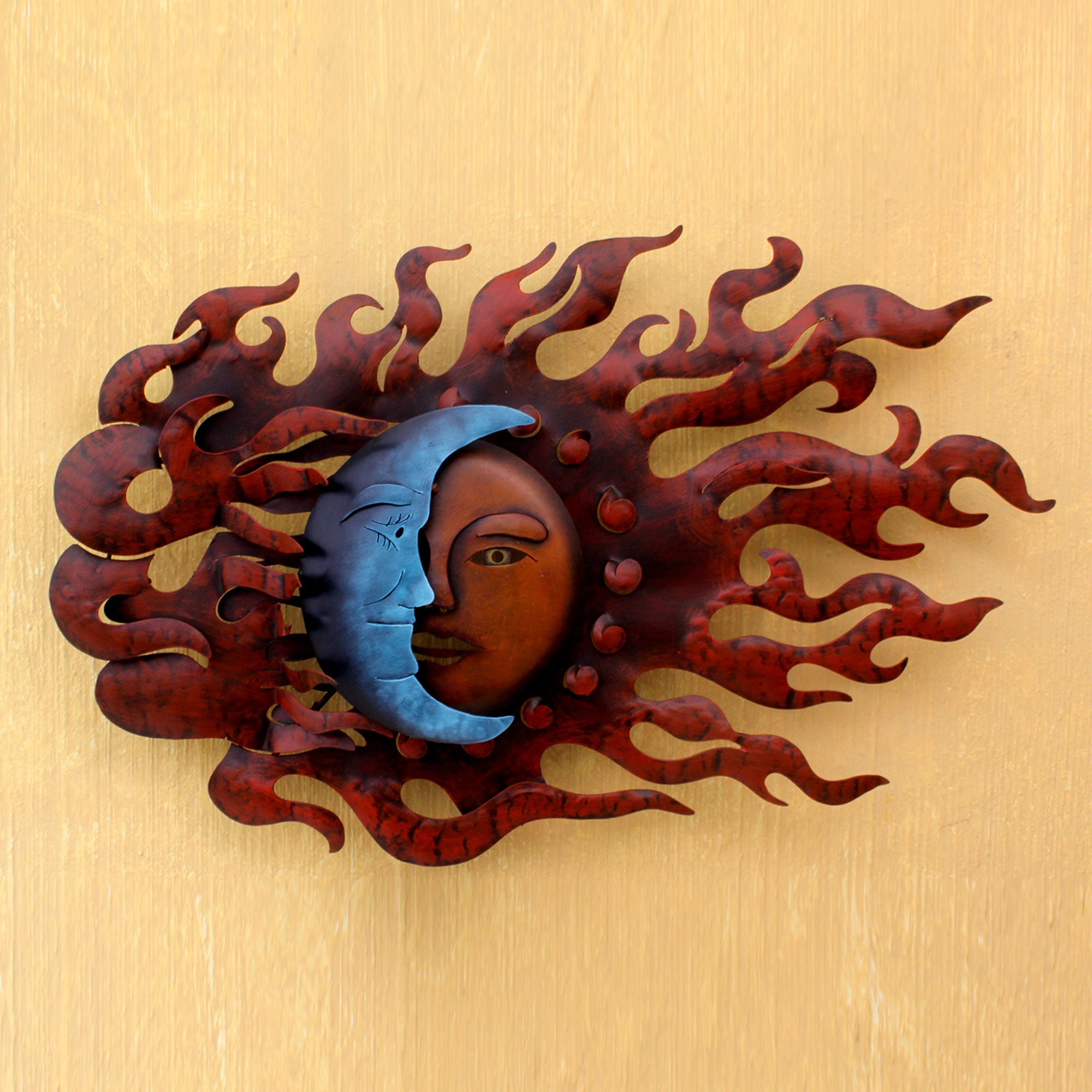 Premium Eclipse Wall Art - Handcrafted Steel Sun and Moon Design