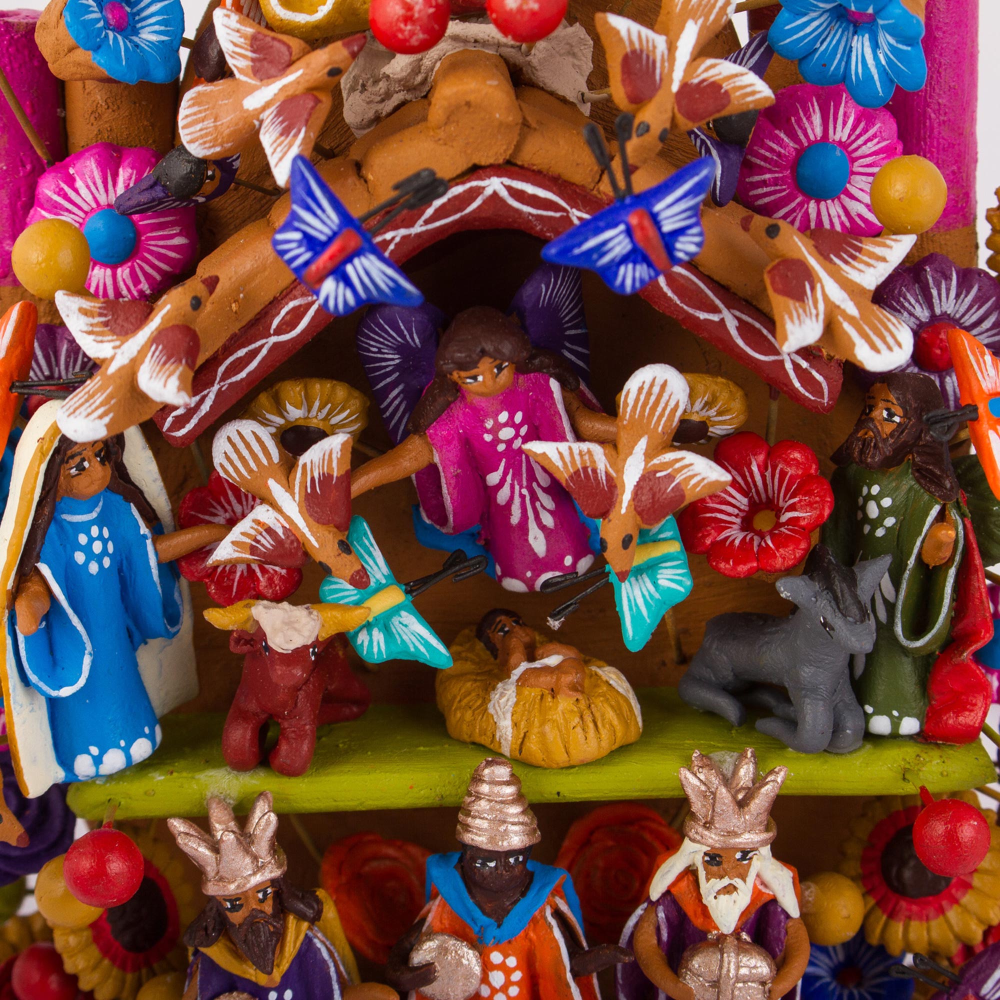 Premium Hand-Painted Tree of Life Nativity Sculpture - Mexican Artisan Crafted