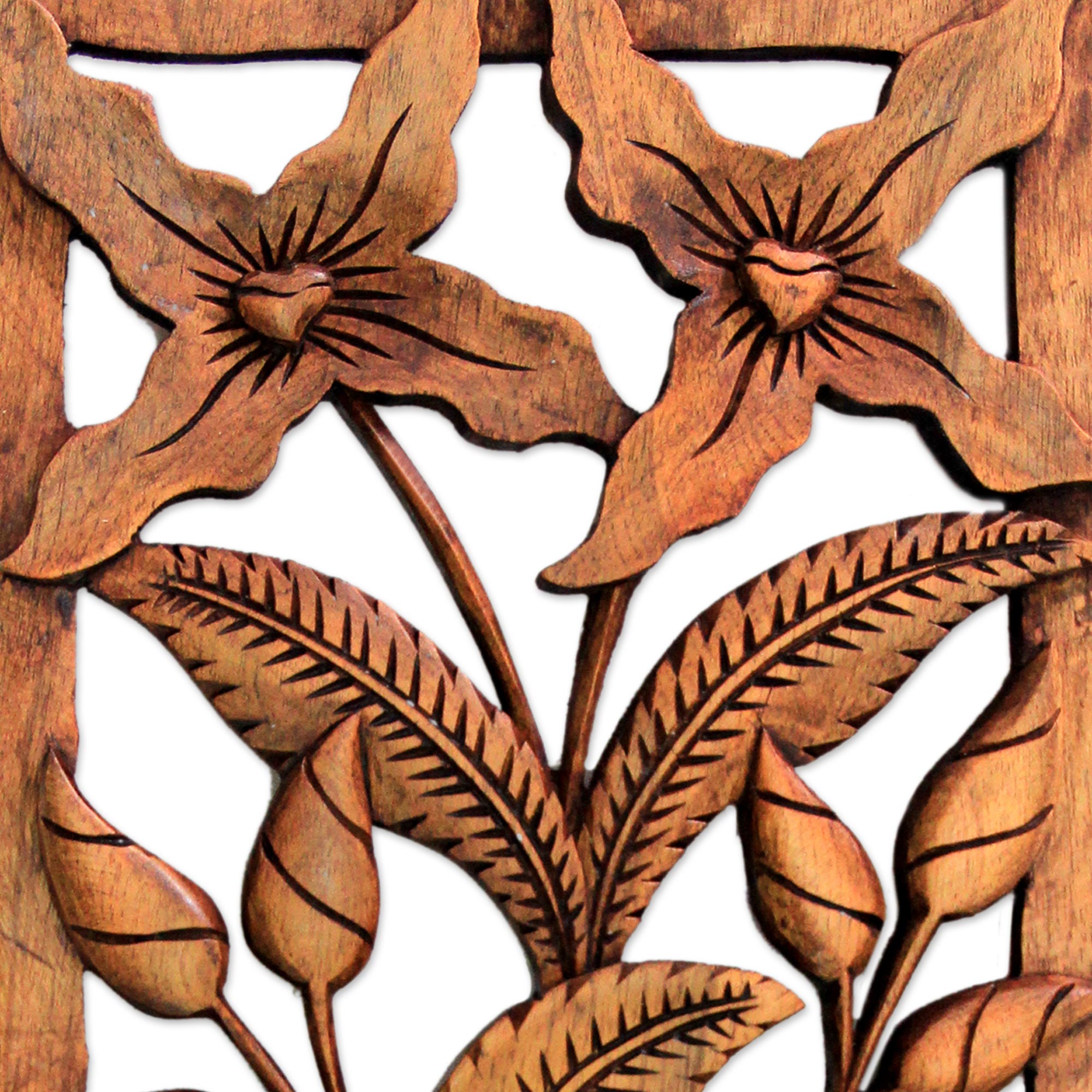 Premium Wild Orchids Floral Wood Wall Art - Handcrafted in Bali