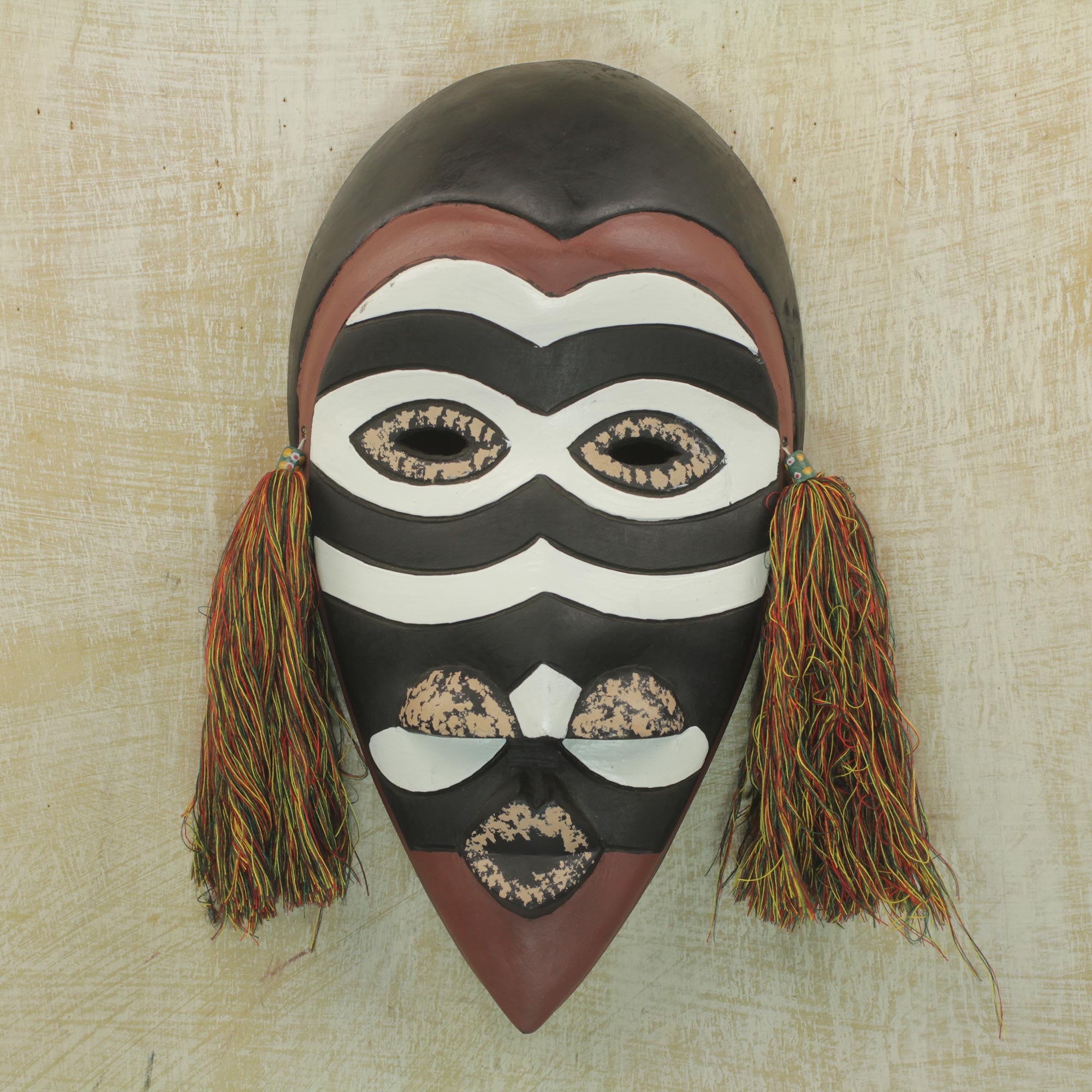 Premium African Zebra Monkey Wood Mask - Handcrafted Art Piece