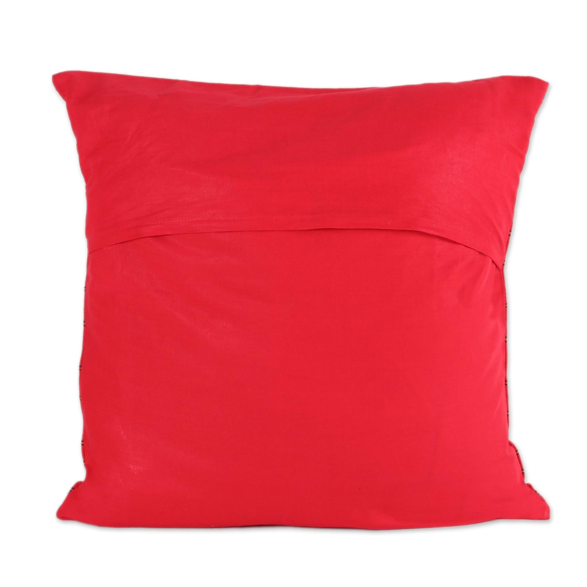 Premium Desert Ruby Red Bollywood Throw Pillow Cover - Handmade Cotton Elegance