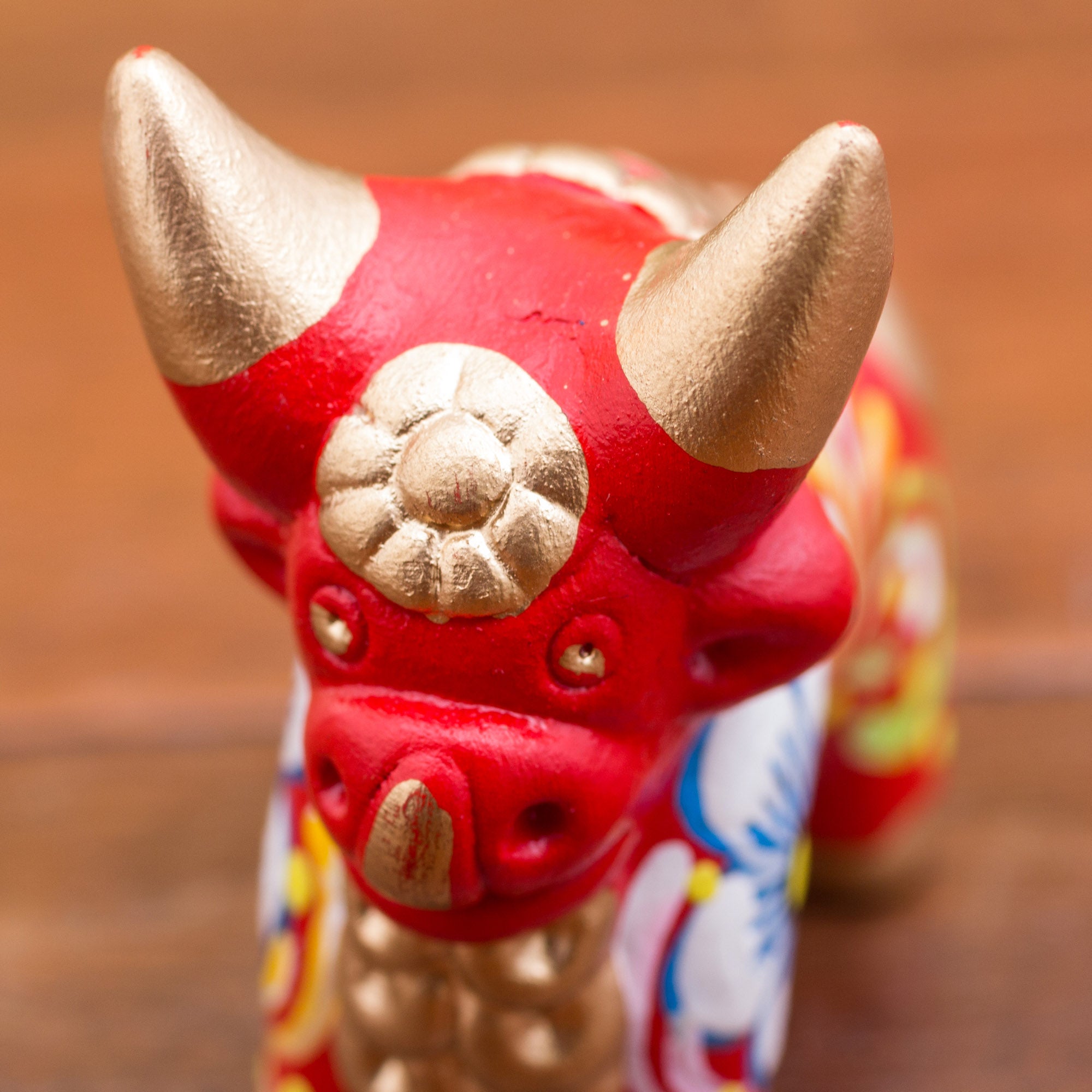 Premium Handcrafted Pucara Bull Figurine - Red Ceramic Art Piece