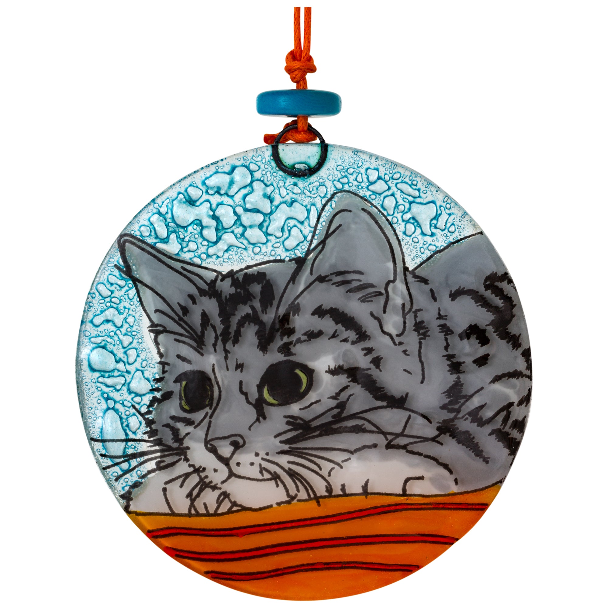 Premium Recycled Glass Cat Ornament - Handmade Fair-Trade Decor