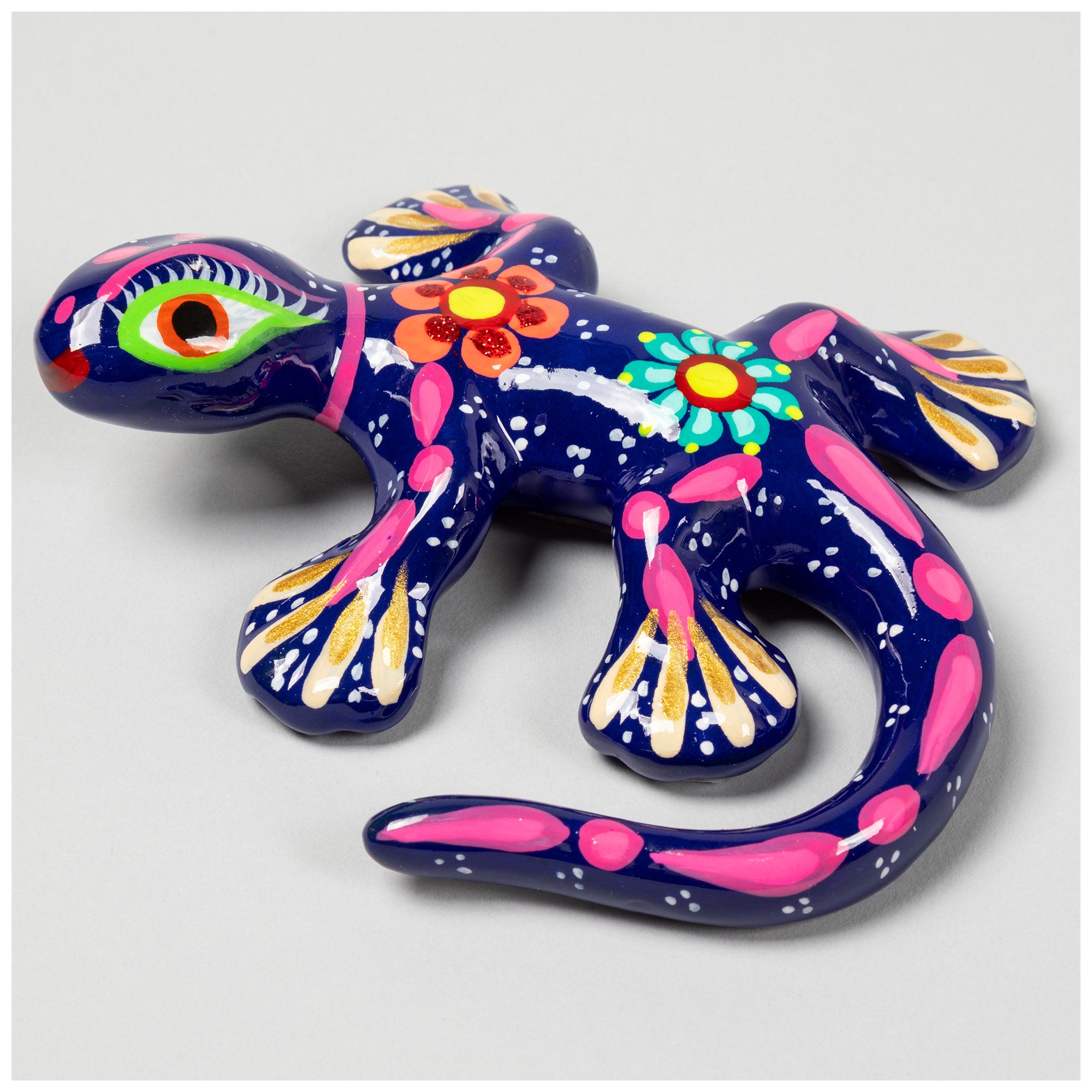 Premium Hand-Painted Ceramic Gecko Wall Art