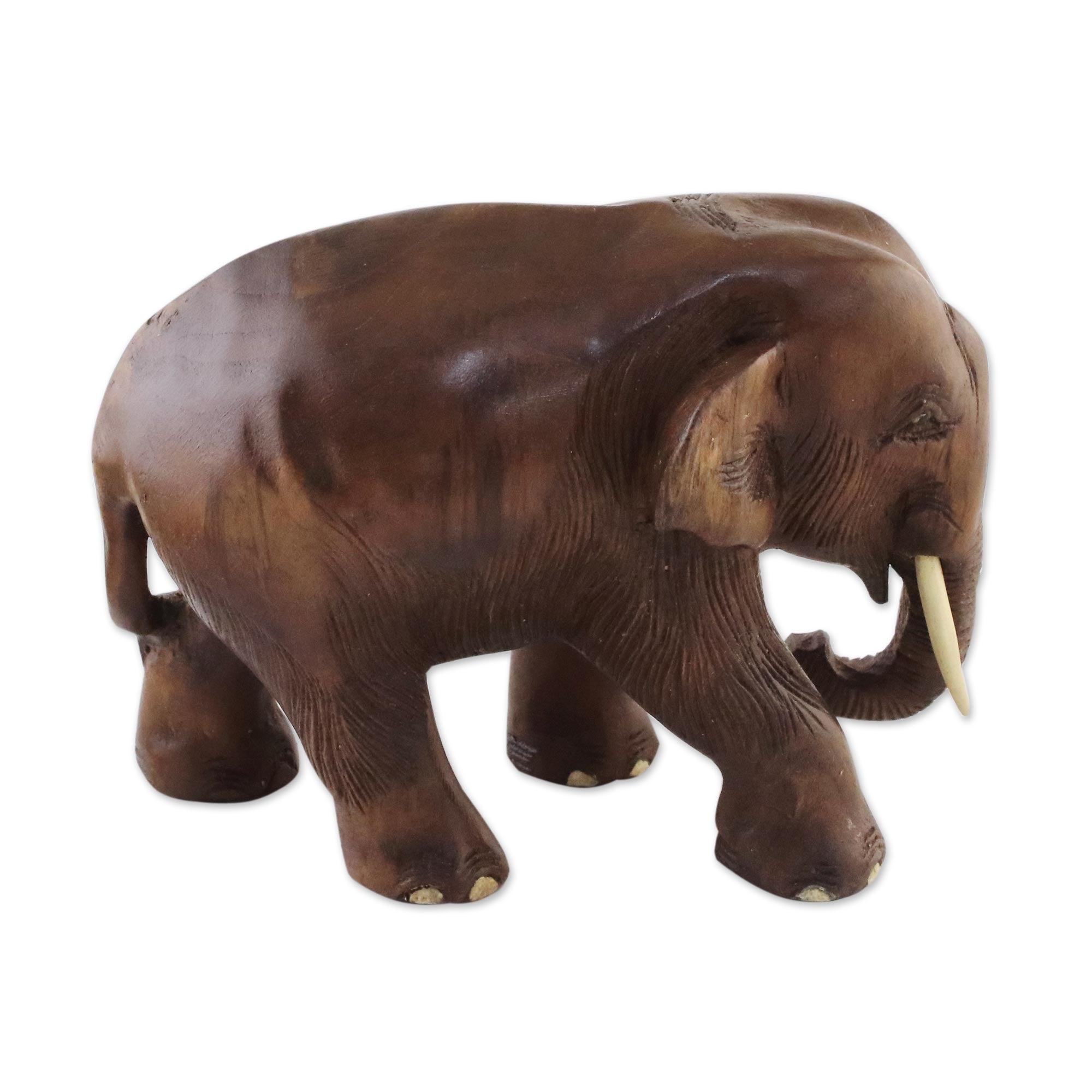 Premium Teak Wood Elephant Sculpture - Handcrafted in Thailand