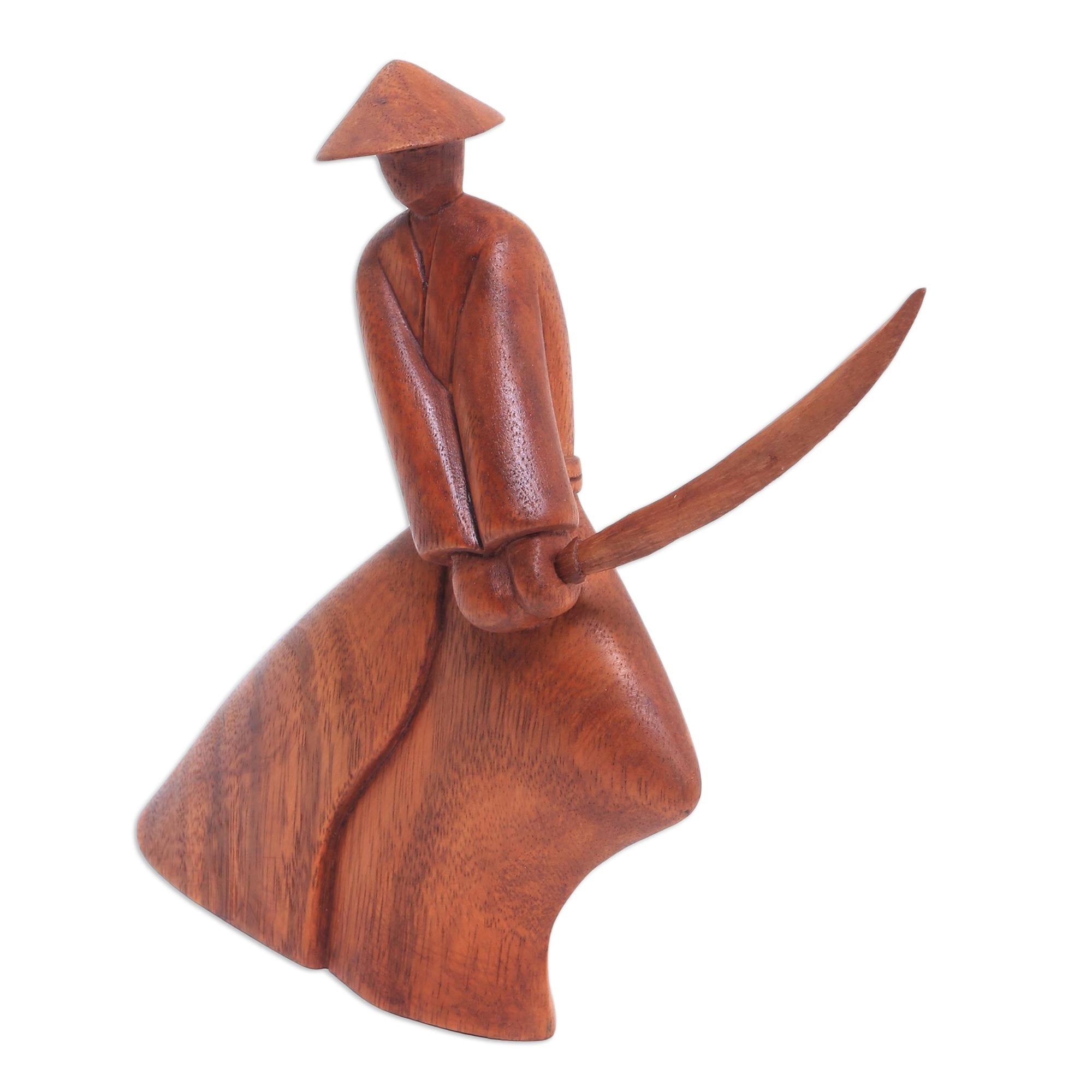Premium Indonesian Suar Wood Samurai Sculpture