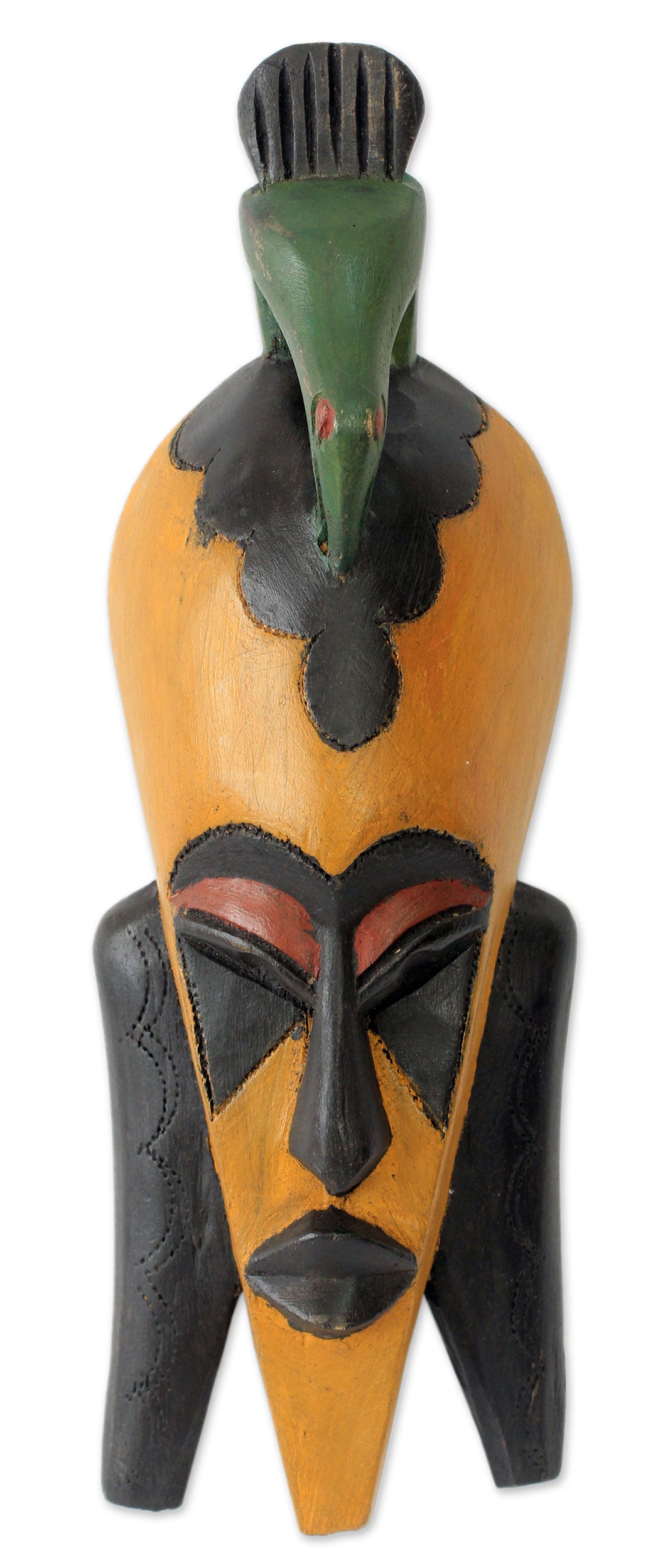 Premium Handcrafted Bird Theme African Mask from Ghana - 'Efo' by Anna Yawson