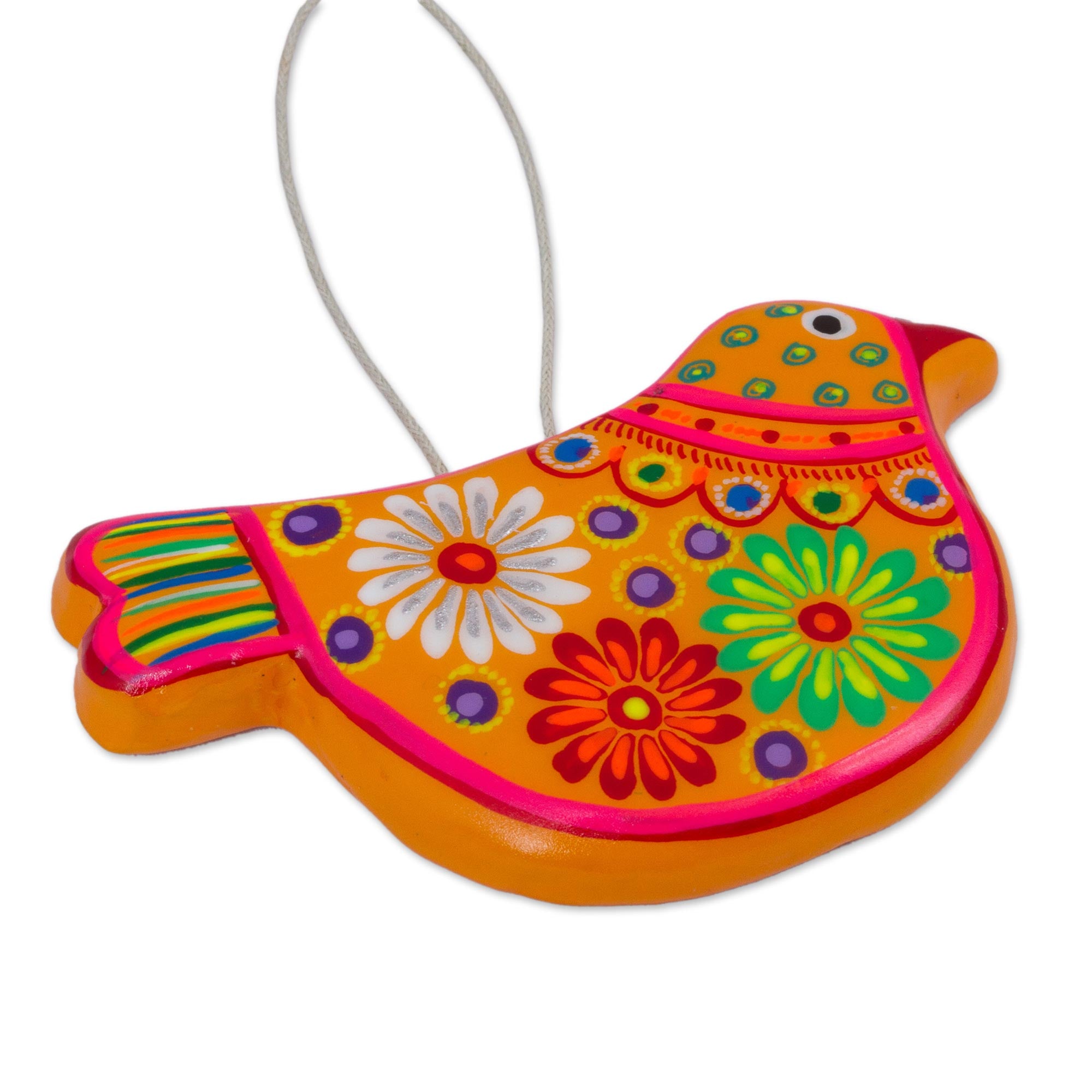Premium Handcrafted Marigold Dove Ornaments – Yellow Floral Ceramic Peace Dove