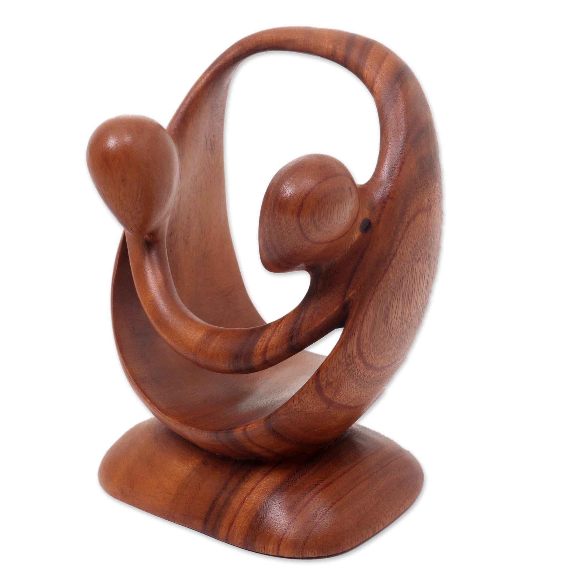 Premium Suar Wood 'Cycle of Love' Romantic Sculpture by Nyoman Karsa
