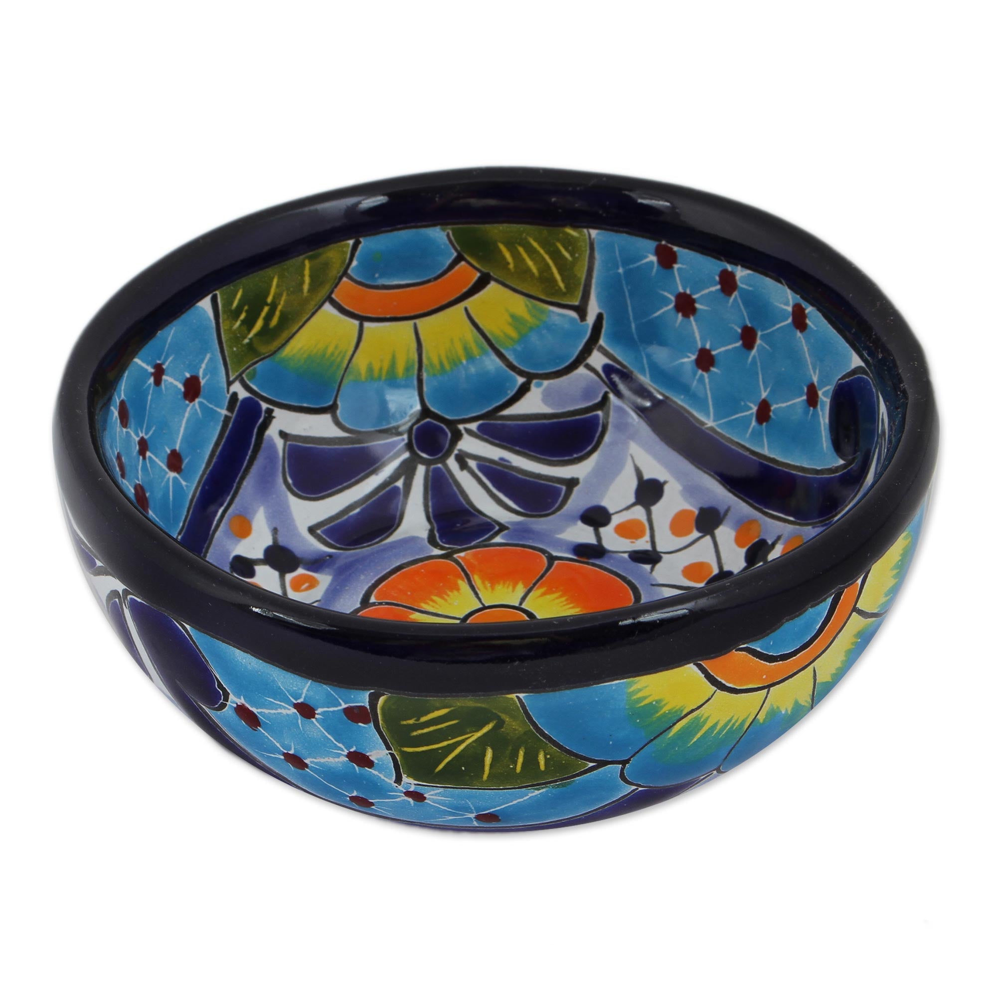 Premium Talavera Ceramic Condiment Bowls - Handcrafted Floral Design (Pair)