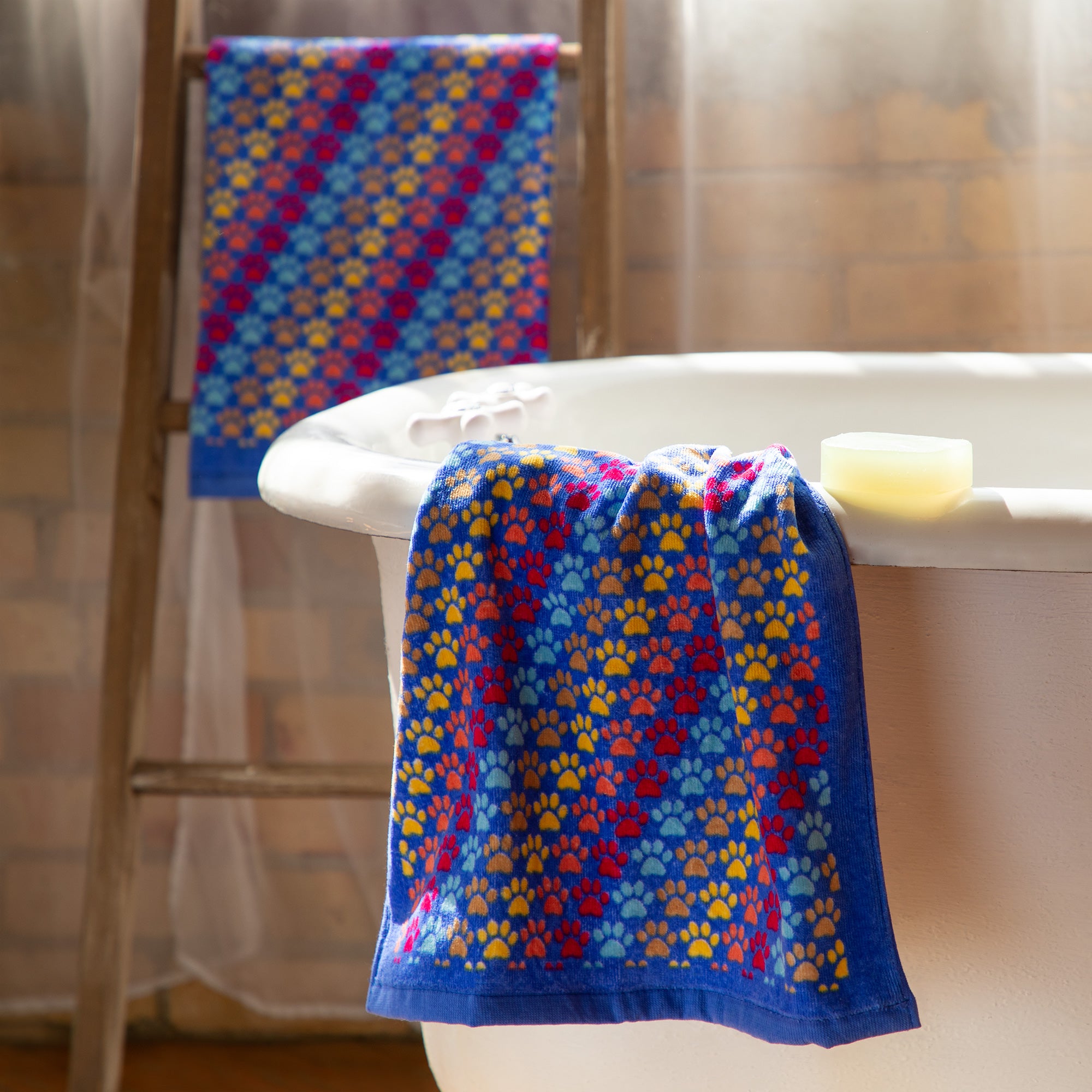 Premium Gem Toned Paw Print Hand Towels - Set of 2 | Ultimate Bathroom Upgrade