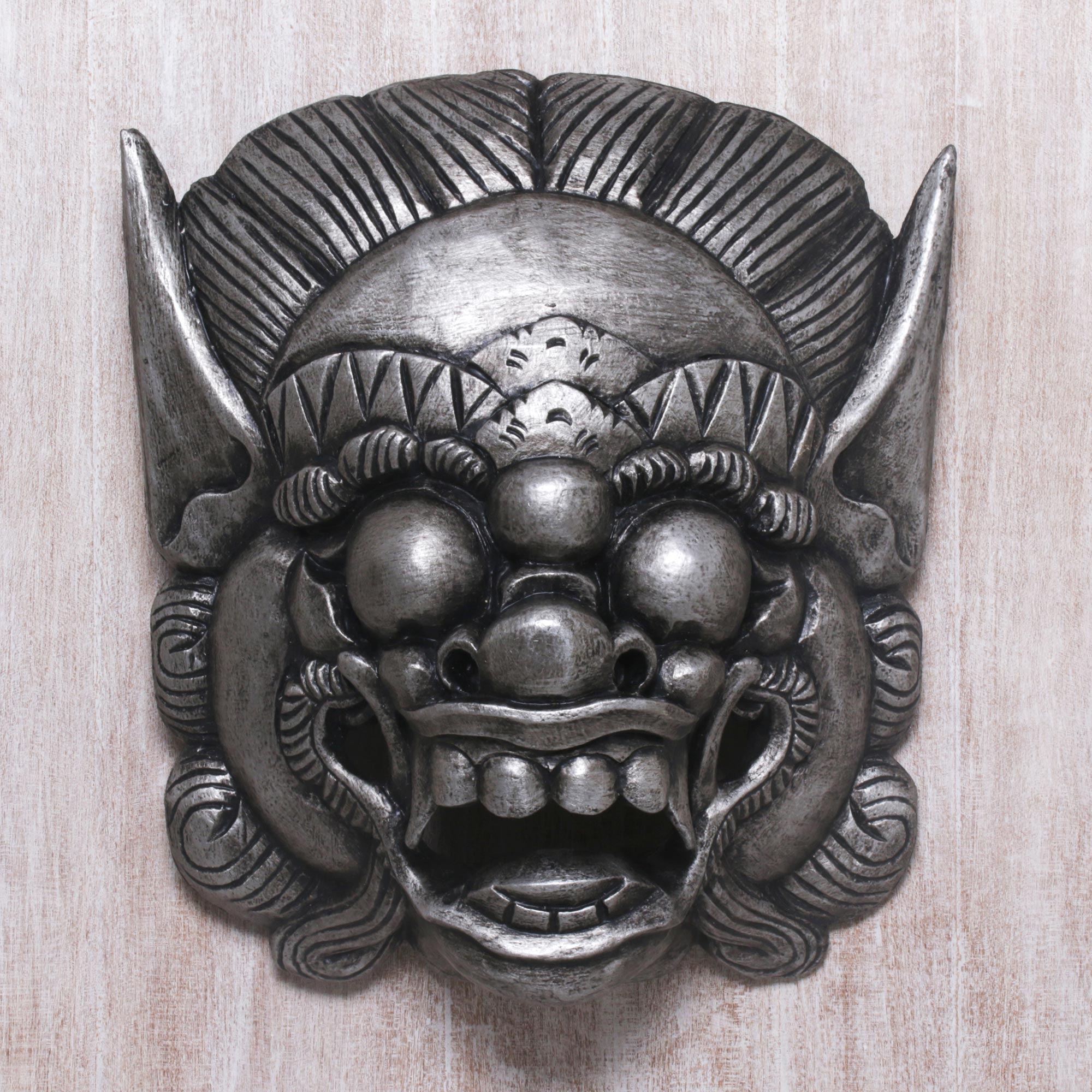 Premium Handmade Albesian Wood Barong Bangkal Mask - Bali Guardian Art
