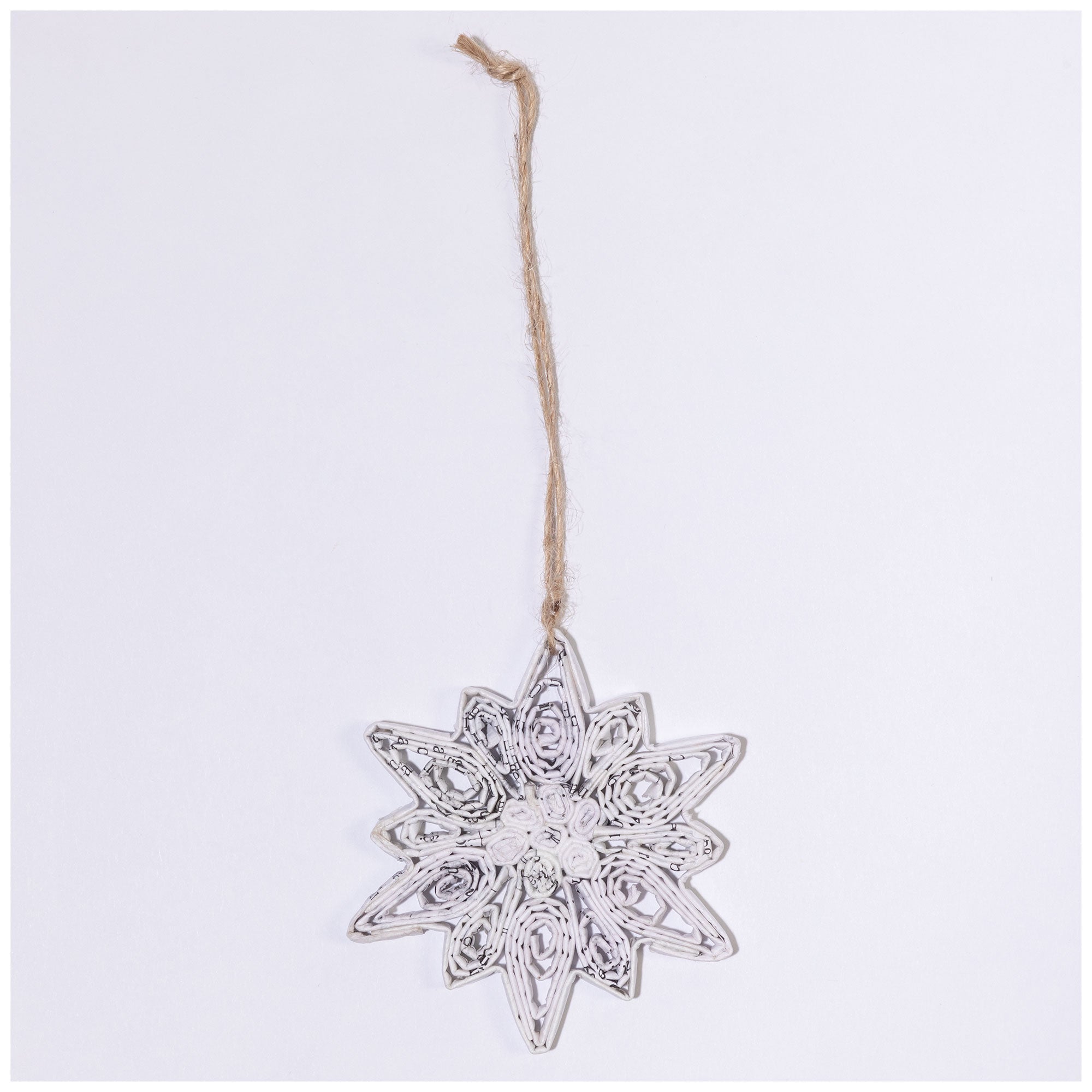 Premium Recycled Magazine Snowflake Ornaments - Eco-Friendly Set of 2