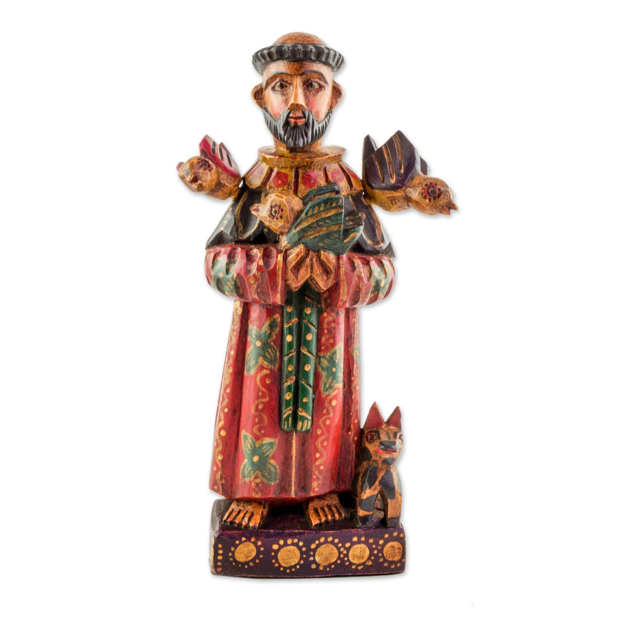 Premium Hand-Painted Saint Francis Statuette with Removable Birds