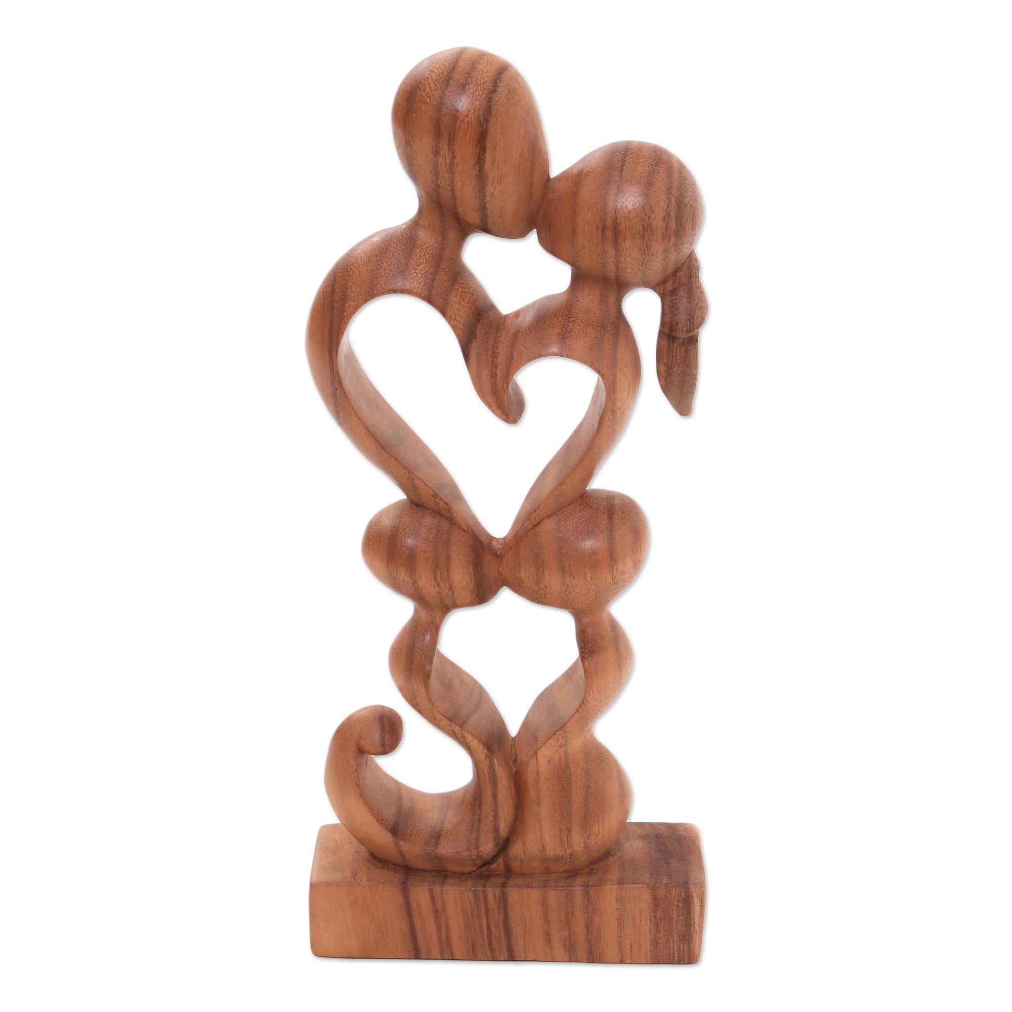 Premium Harmony Romantic Suar Wood Sculpture - Family Love Tribute