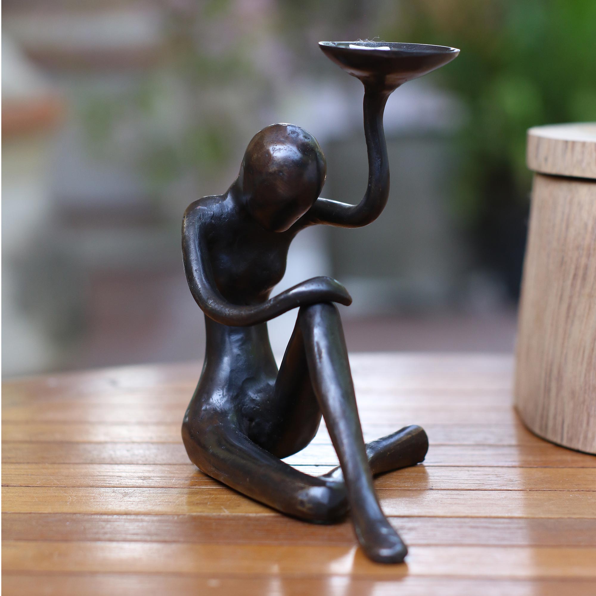 Premium Balinese Bronze Ballet Bowl Figurine - Antiqued Finish