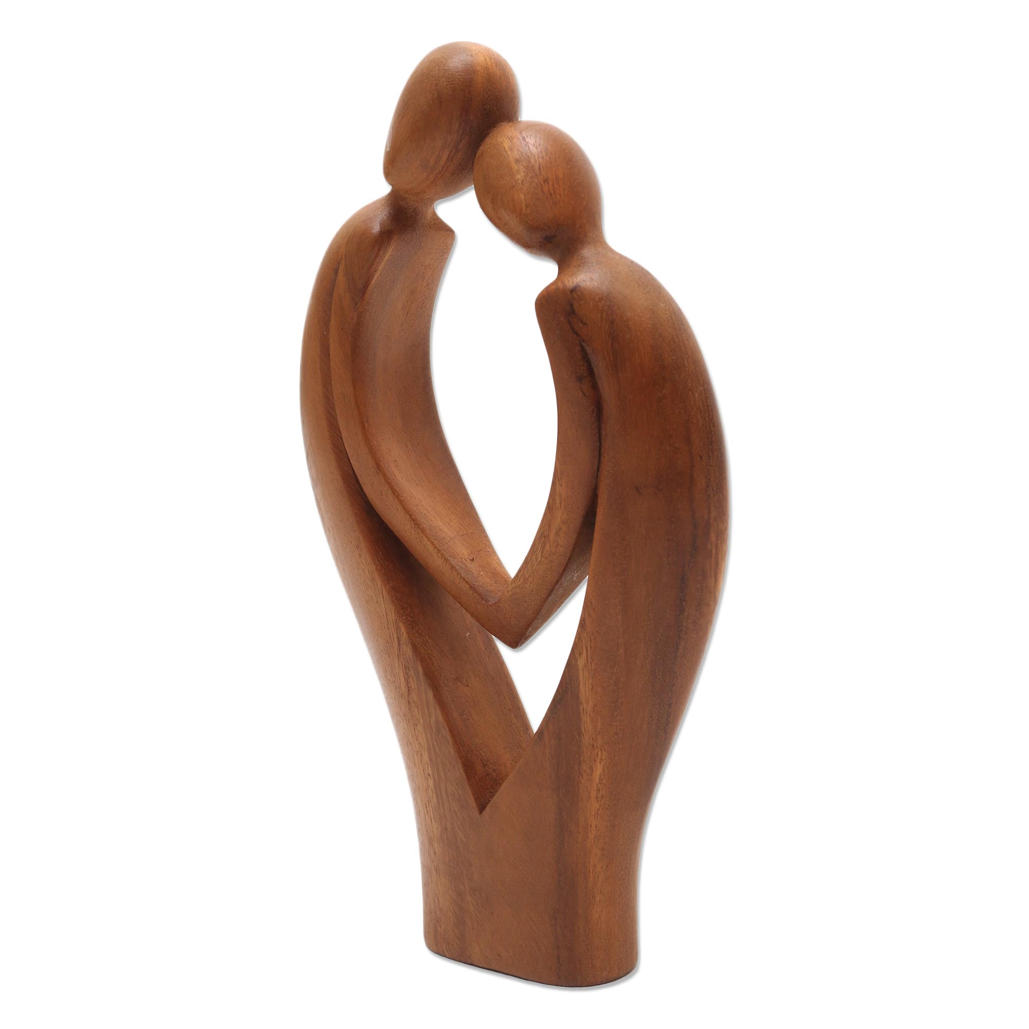 Premium Handcrafted Suar Wood Couple Sculpture - 'Commitment'