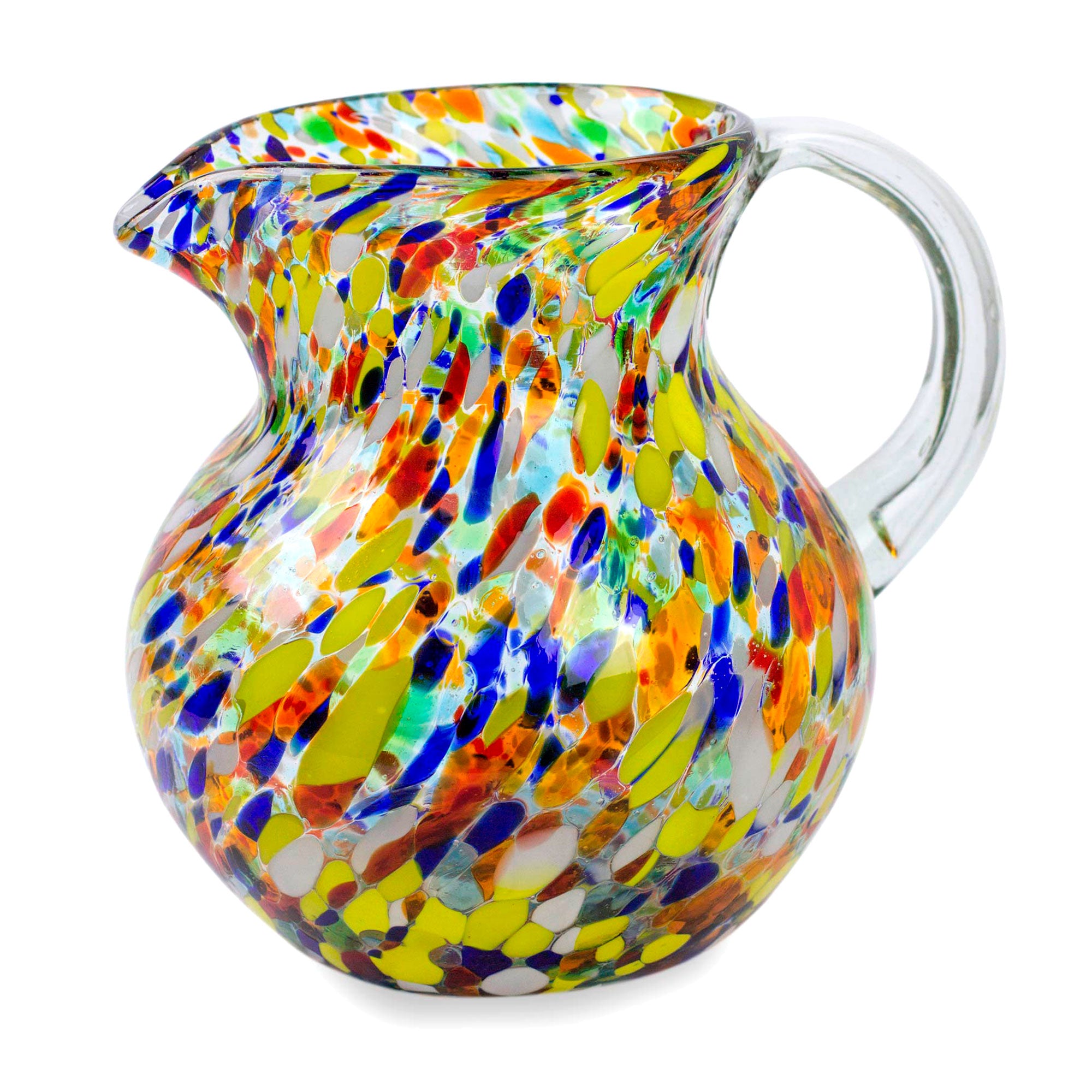 Premium Handcrafted Confetti Glass Pitcher - 71 Oz Multicolor Mexican Artisan Design