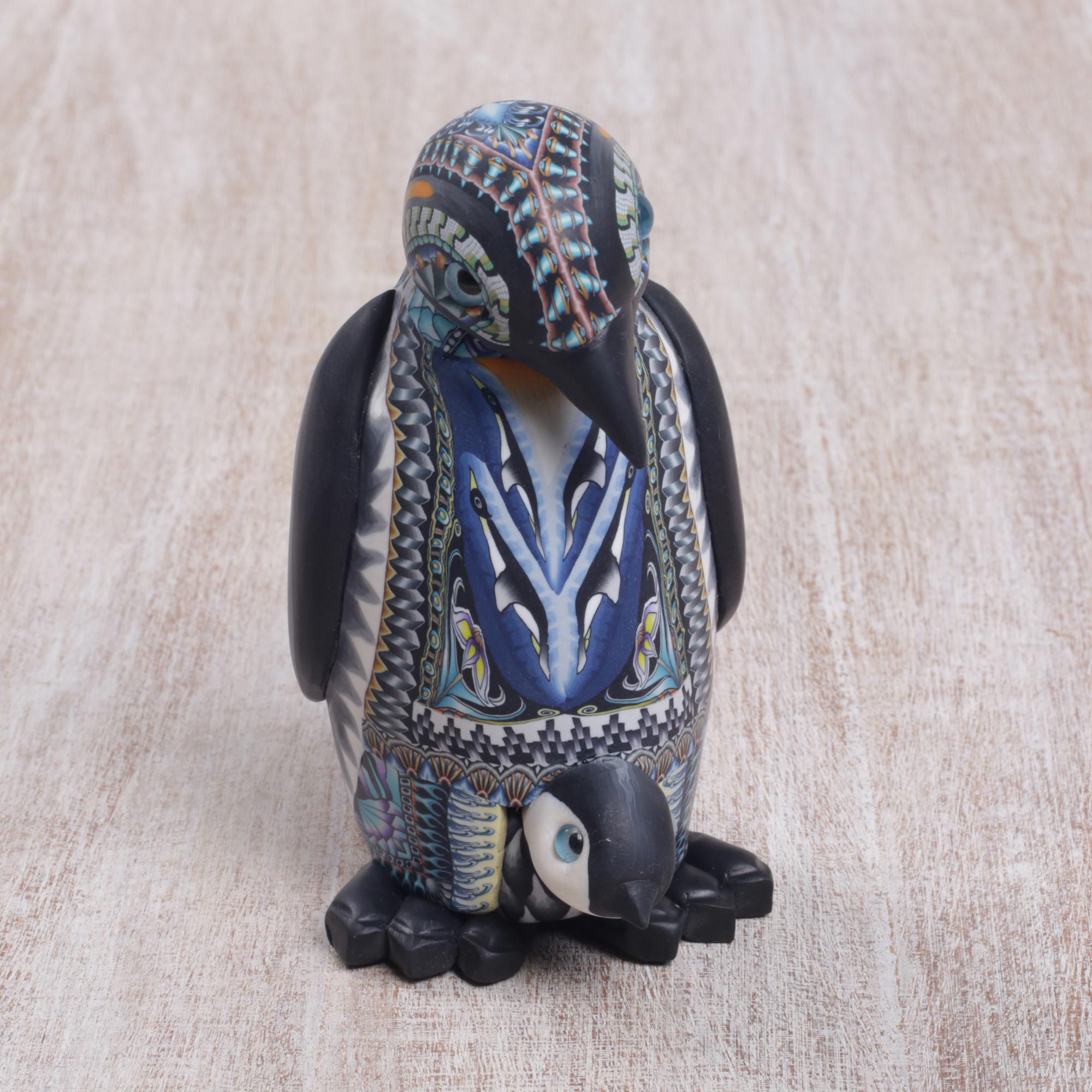 Premium Handcrafted Polymer Clay Mother Penguin Sculpture – 4 Inch Artisan Masterpiece