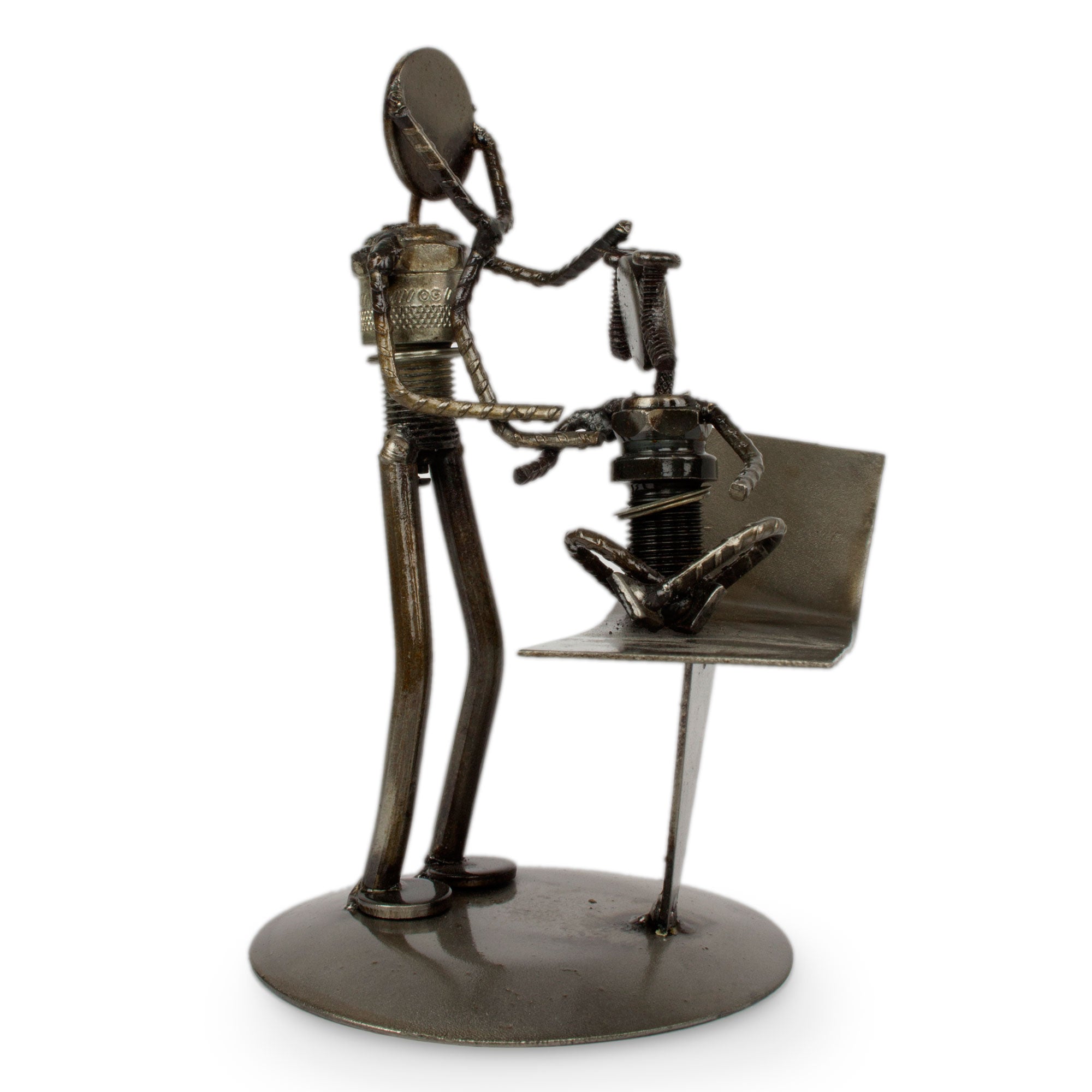 Premium Recycled Metal Pediatrician Sculpture - Handcrafted Art