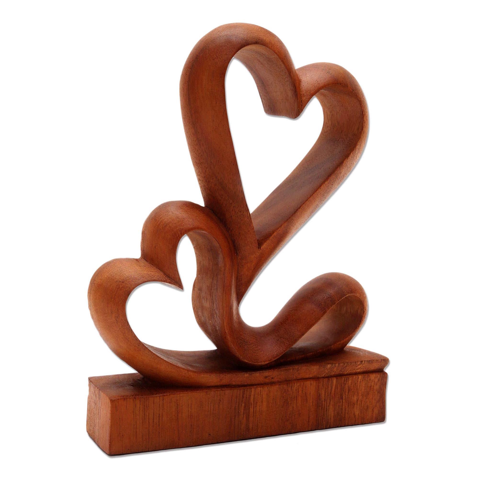 Premium Two Hearts Suar Wood Sculpture – Ultimate Romantic Art Piece