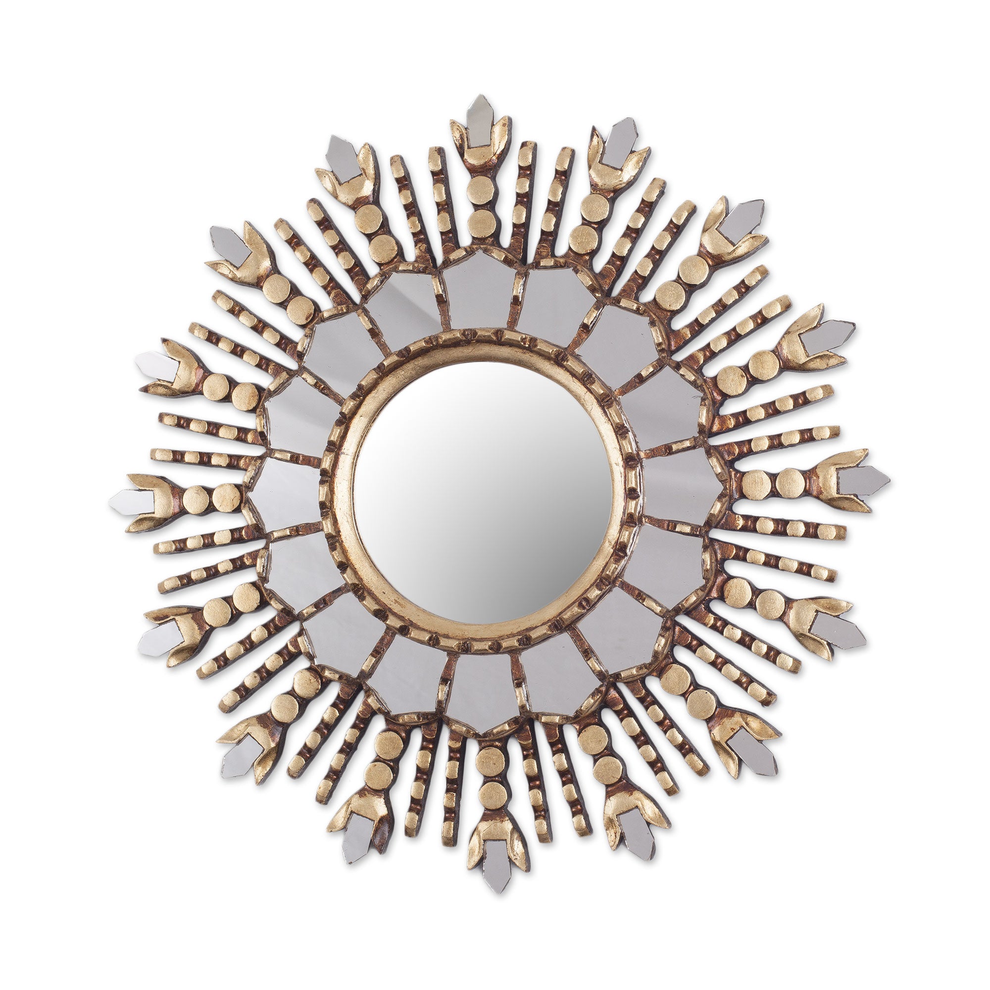 Premium Cuzco Radiance Round Sun Mirror - Handcrafted Cedar Wood Wall Art