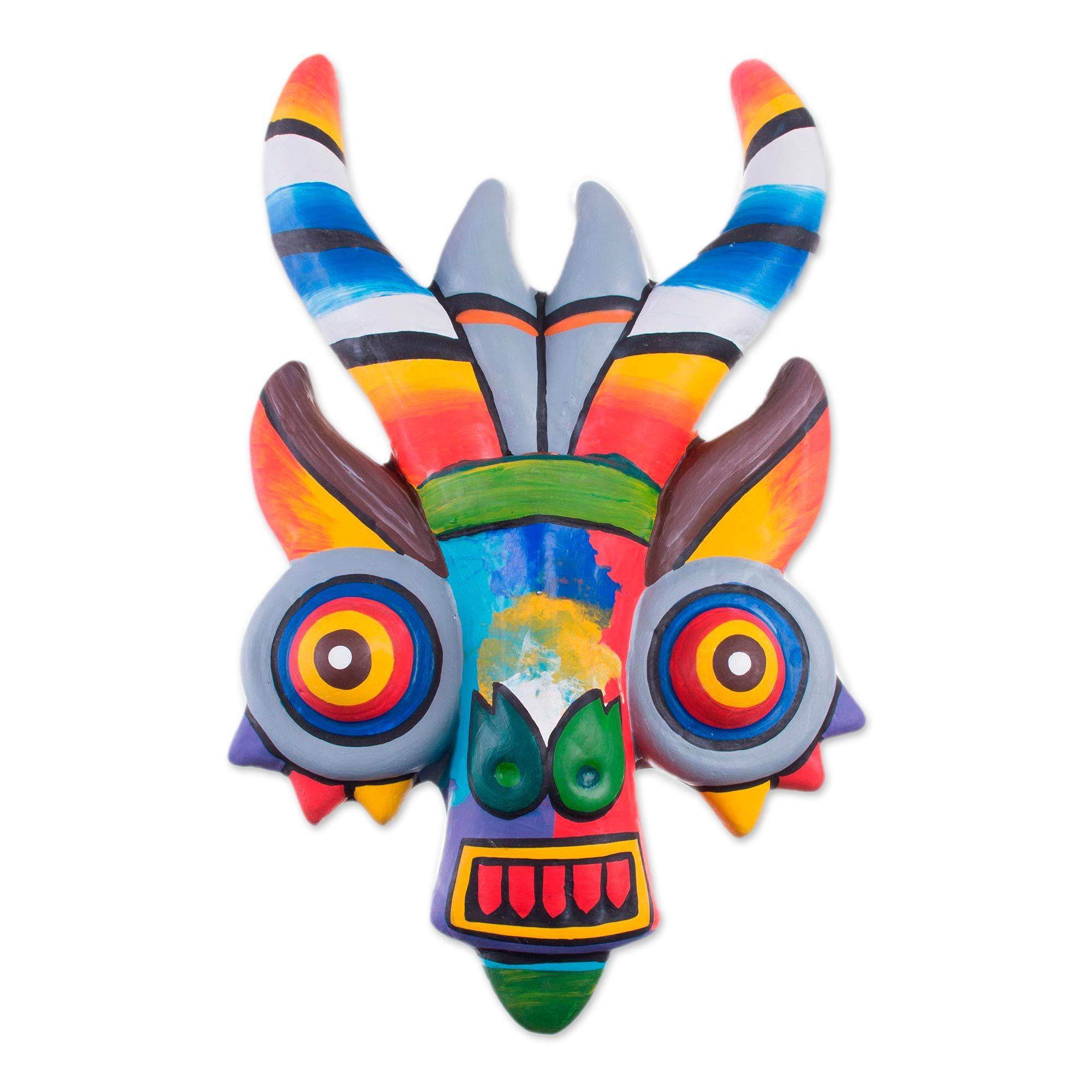 Premium Rainbow Dragon Hand-Painted Ceramic Wall Mask - Ultimate Home Decor