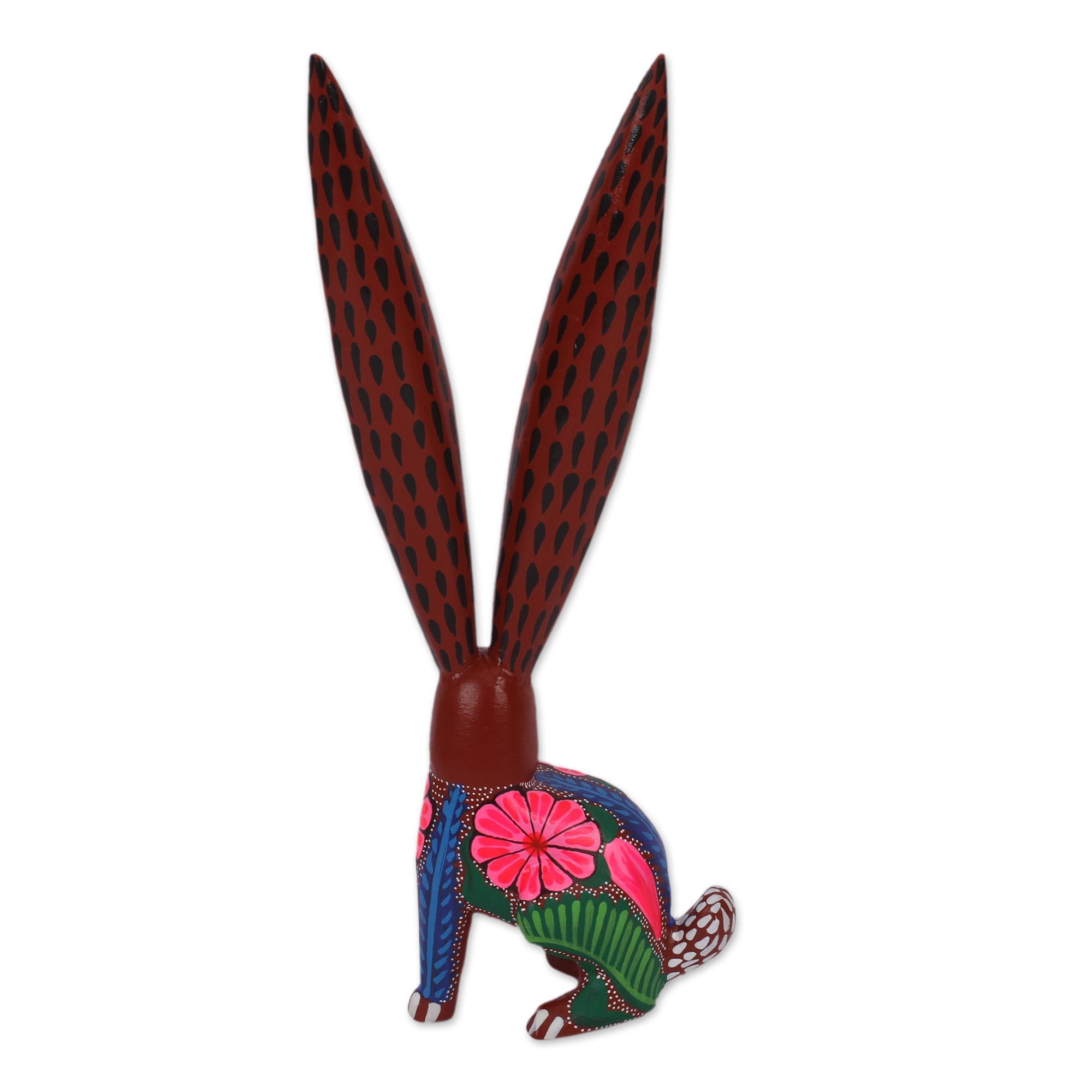 Premium Hand-Painted Long-Eared Rabbit Alebrije Sculpture – Authentic Mexican Folk Art