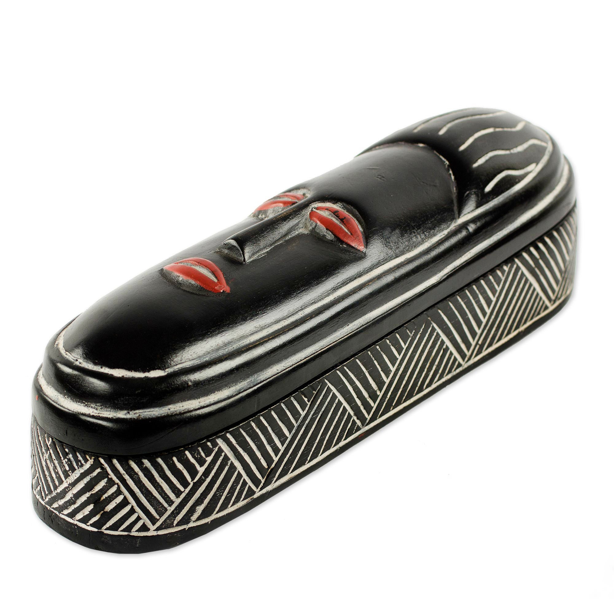 Premium Ghanaian Hand Carved Wooden Decorative Box - Odopa 'Good Love'