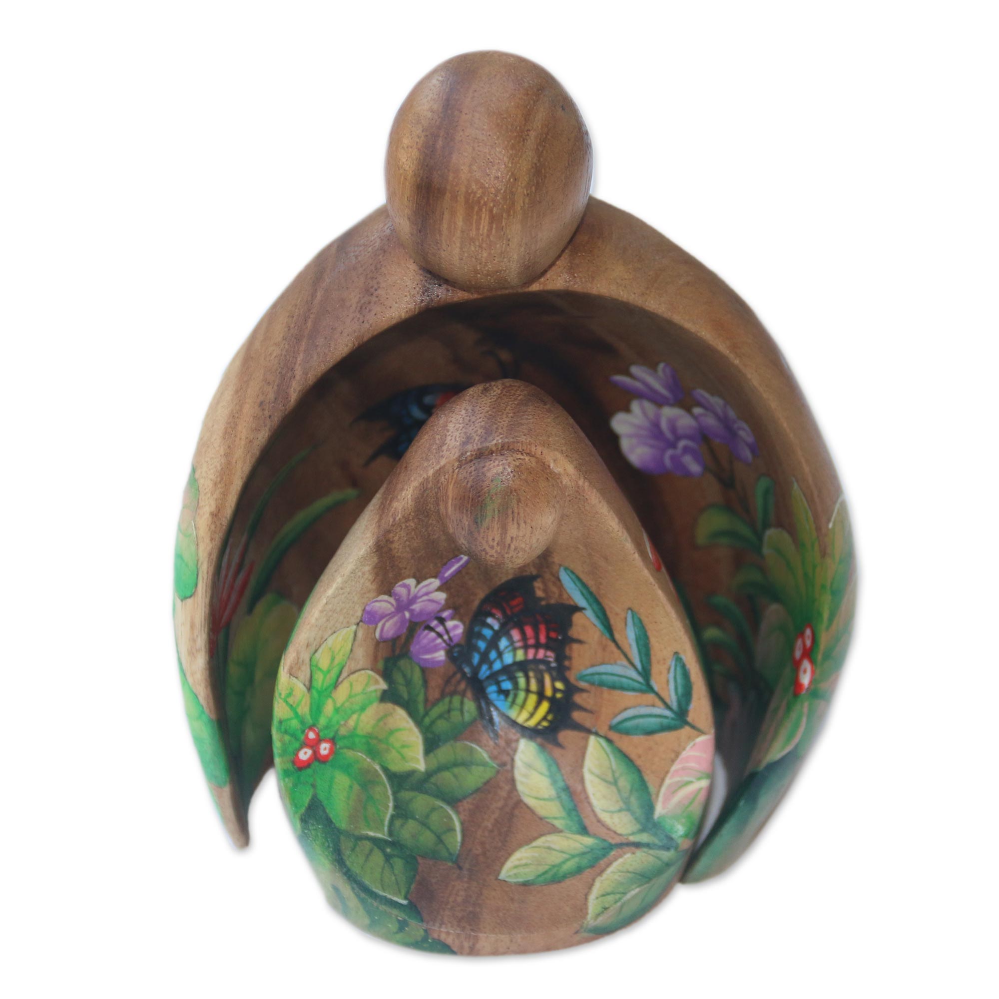 Premium Hand-Carved Wooden Forest Guardian Duo - Artisan Crafted Abstract Statuettes