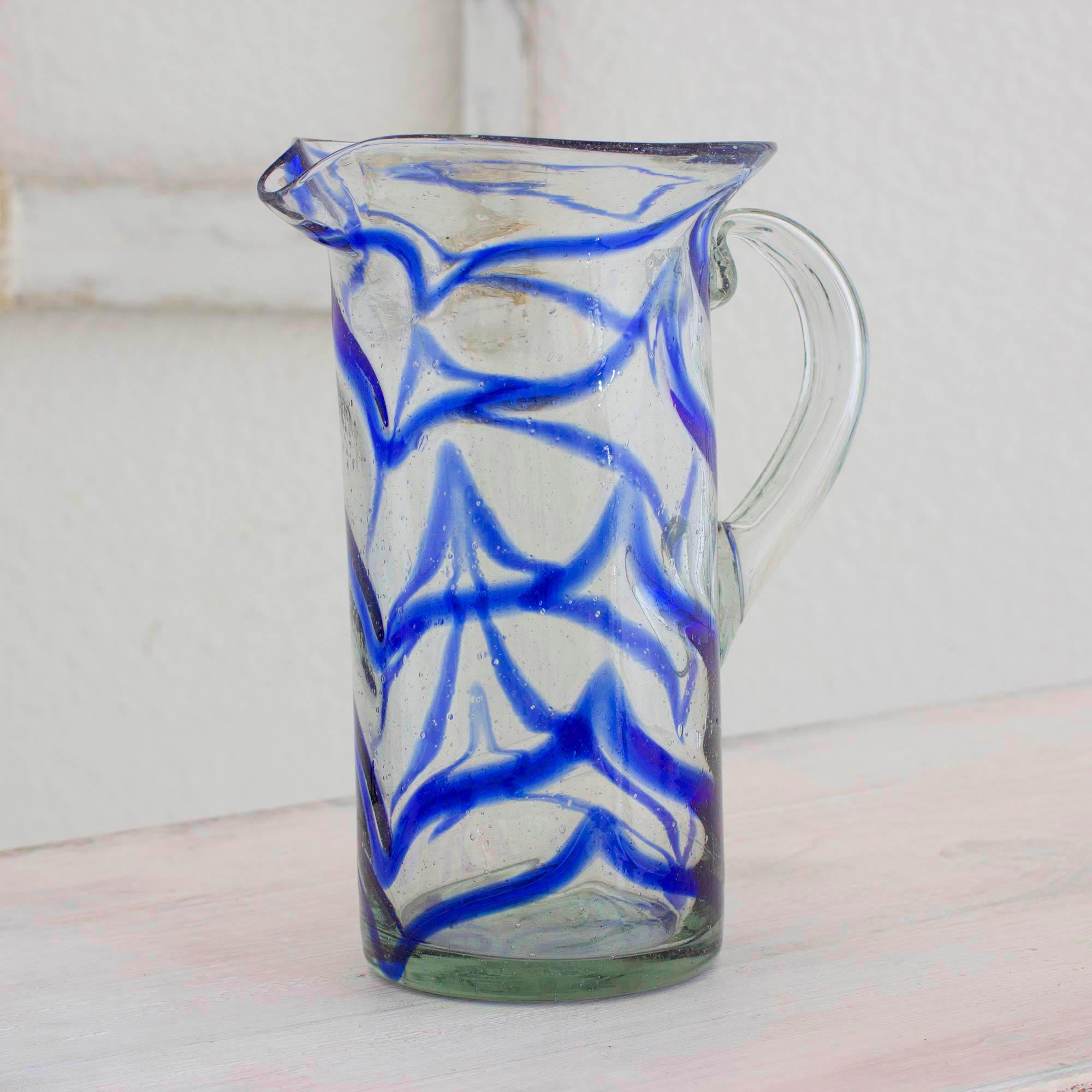 Premium Blue Caress Handcrafted Glass Pitcher