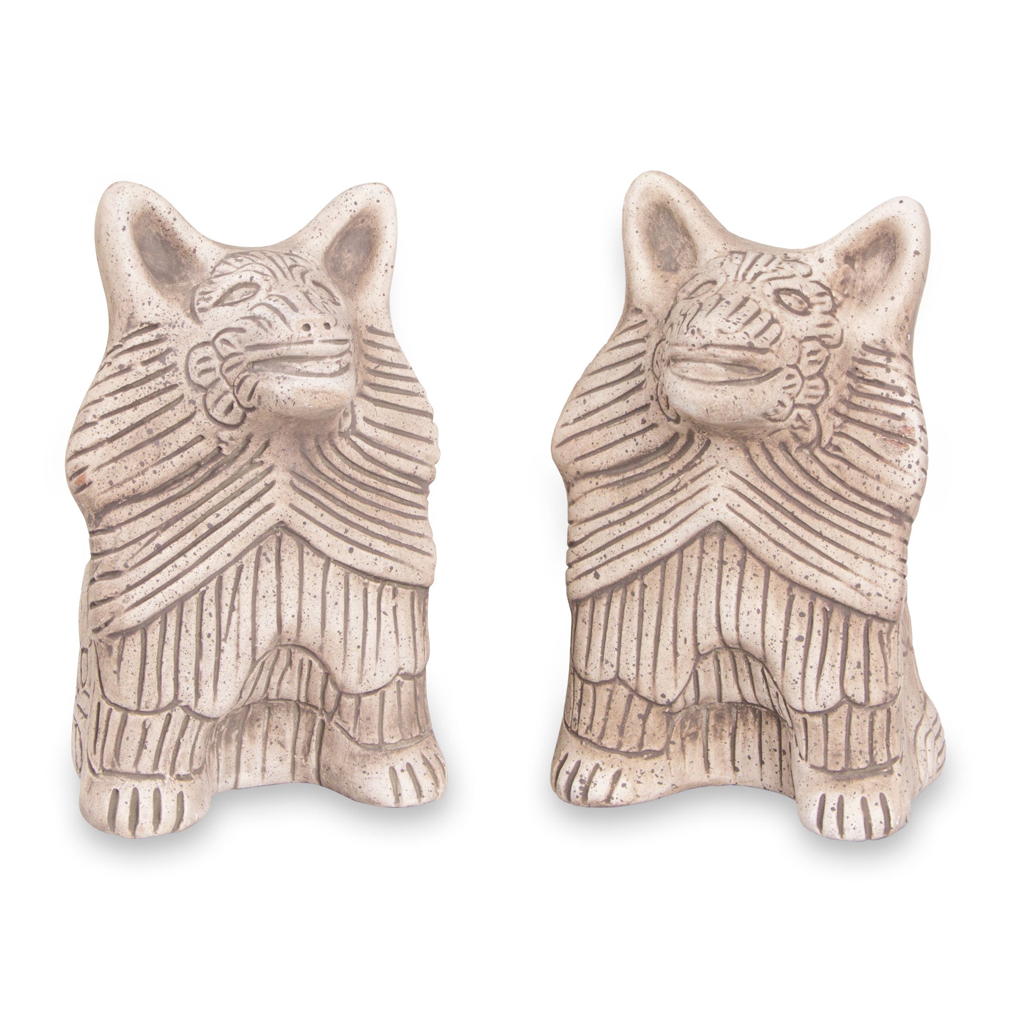 Premium Coyote Battalion Ceramic Sculptures - Handcrafted Artisan Duo