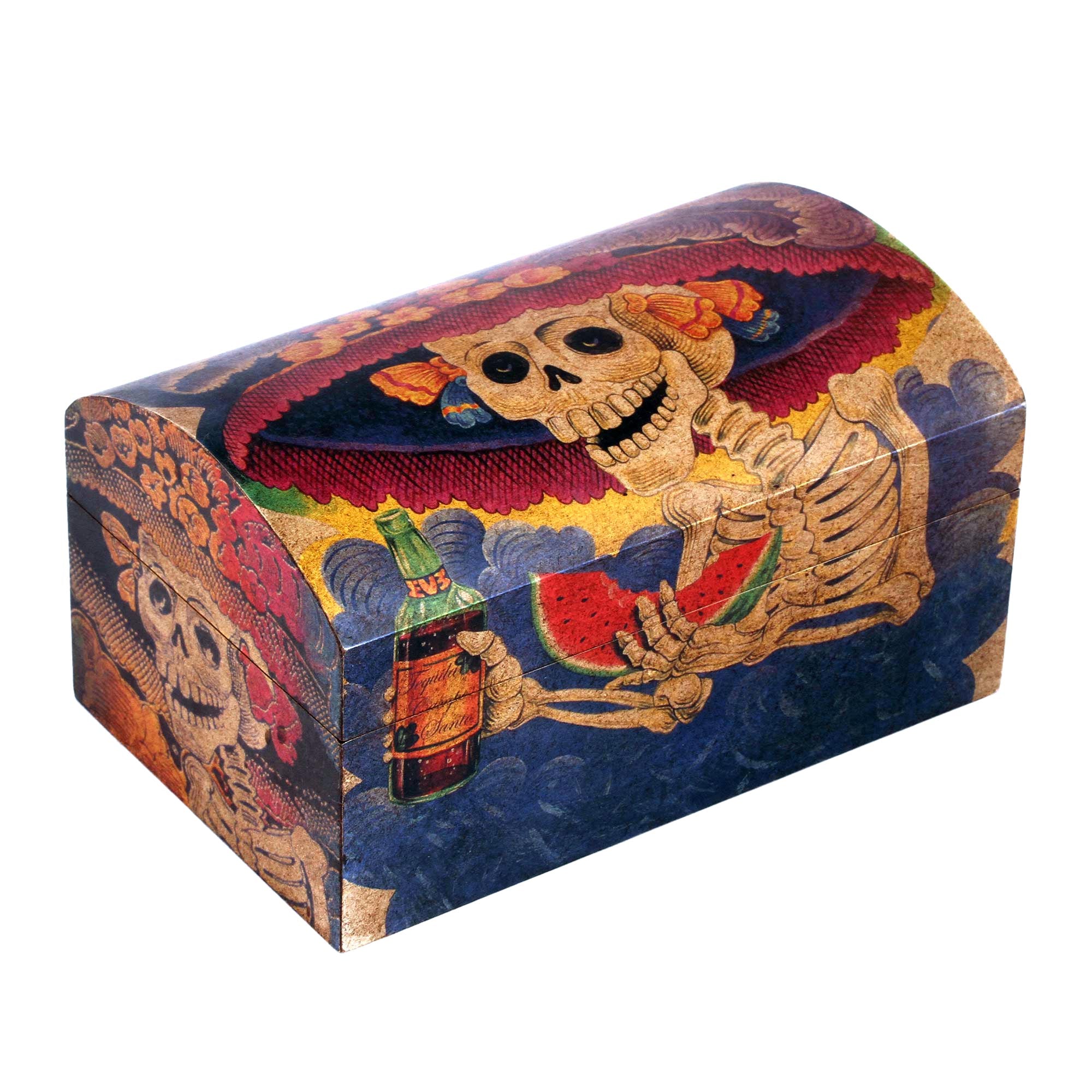 Premium Catrina My Love Pinewood Decoupage Chest - Ultimate Mexican Artistry