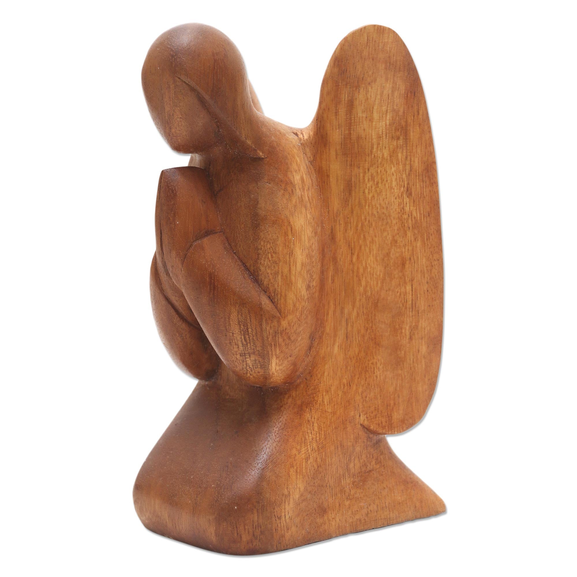 Premium Hand-Carved Angelic Prayer Statuette in Suar Wood