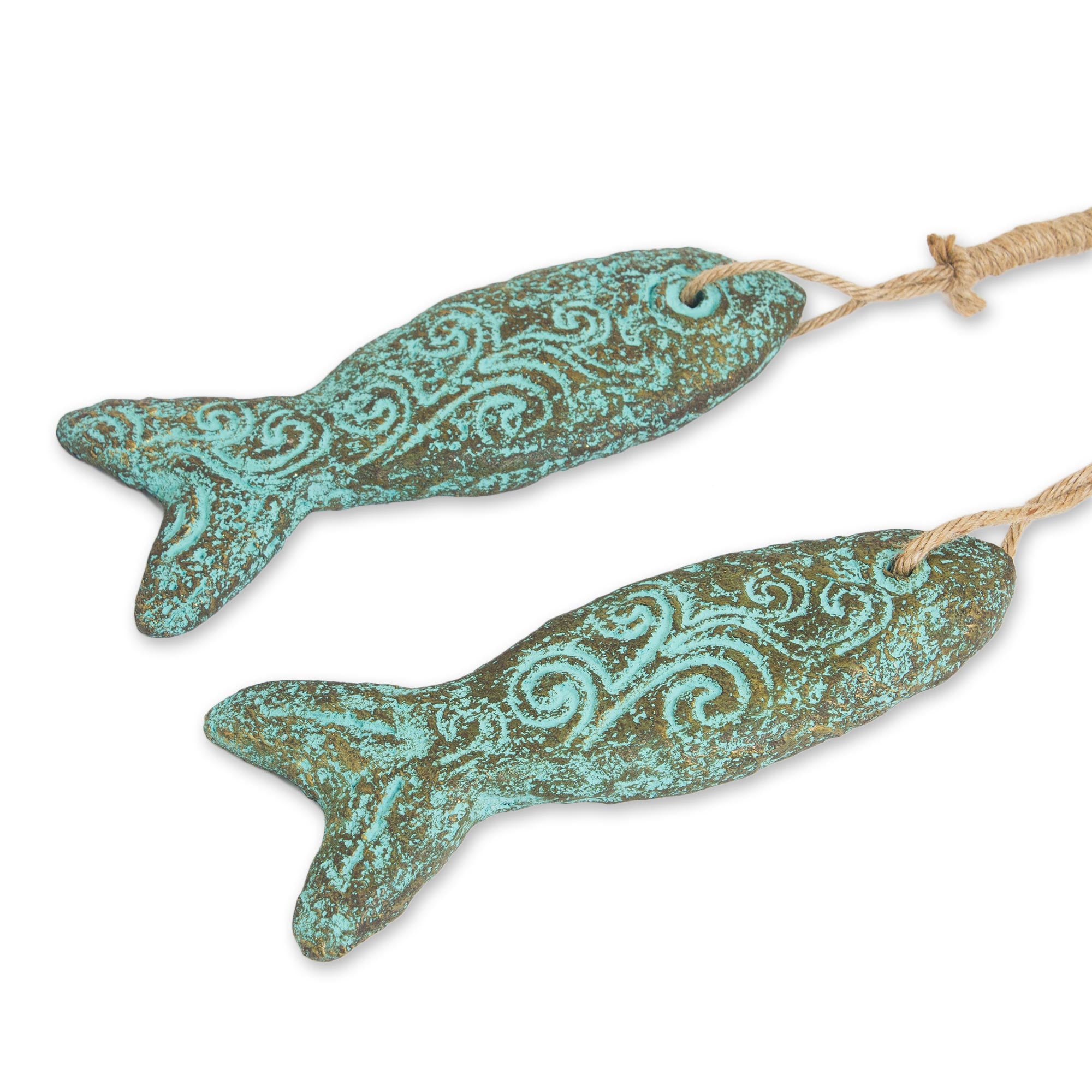 Premium Handmade Recycled Paper Buddhism Fish Ornament Pair