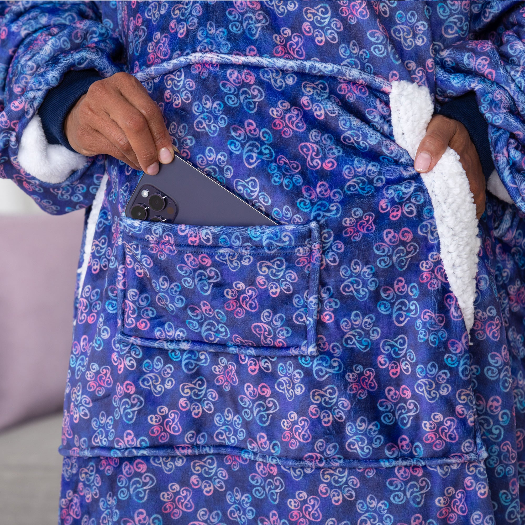 Ultimate Cozy™ Deluxe Paw Print Wearable Hoodie Blanket