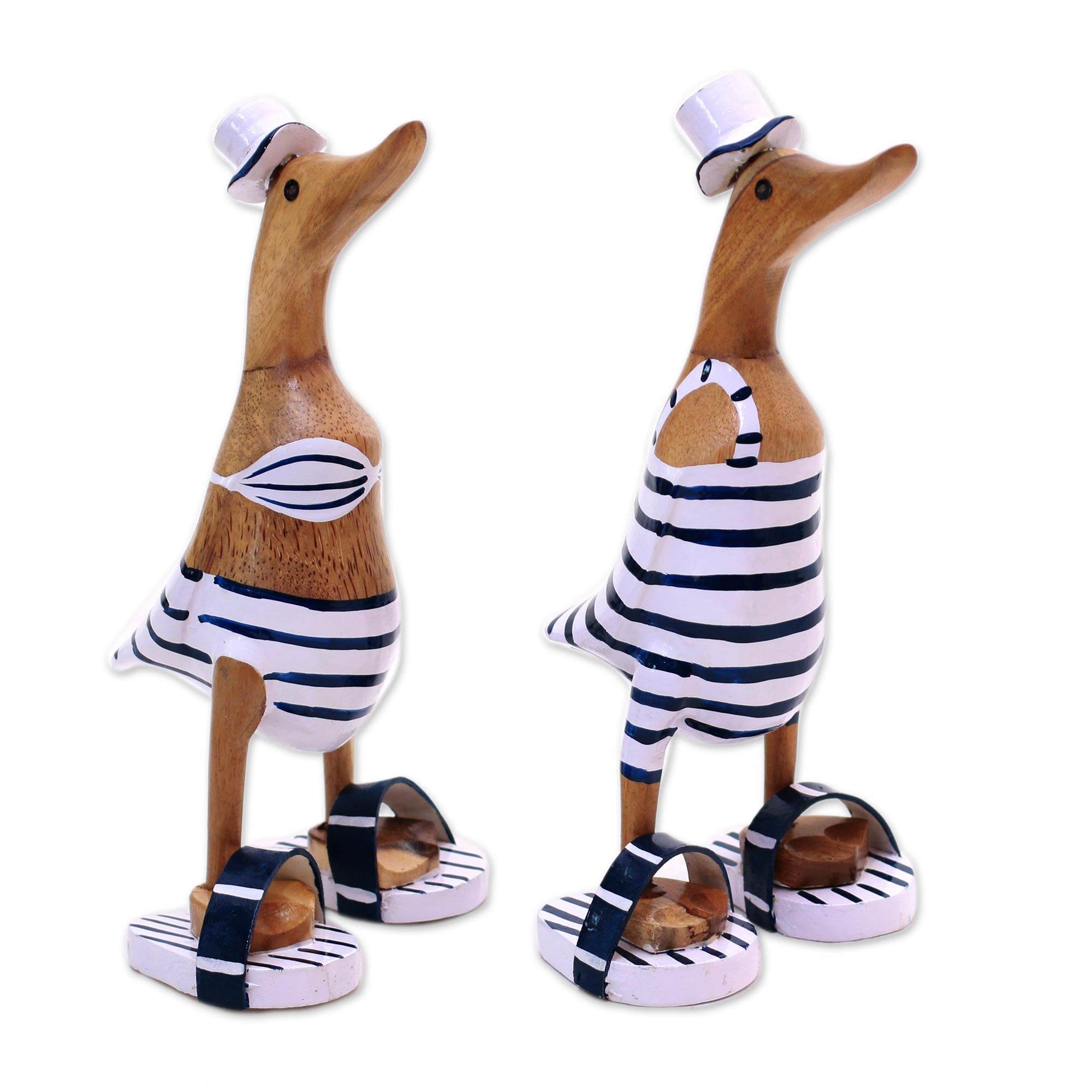 Premium Beachside Ducks Sculptures – Handcrafted Bamboo Root & Acacia Wood Pair