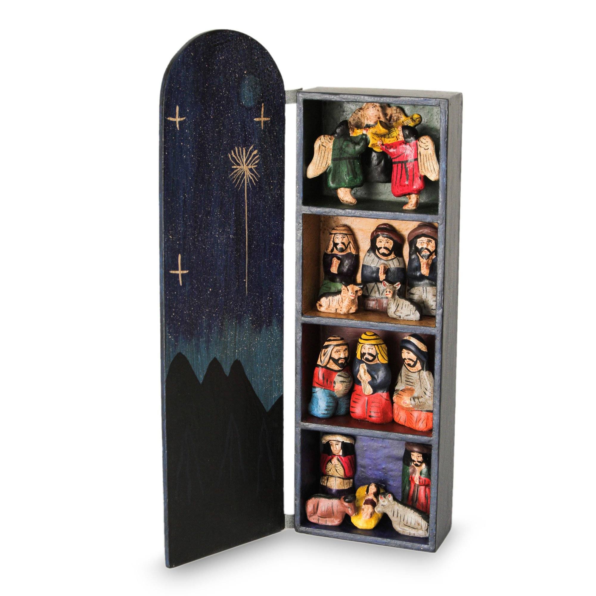 Premium Handcrafted Wooden Nativity Retablo - Christmas Artistry