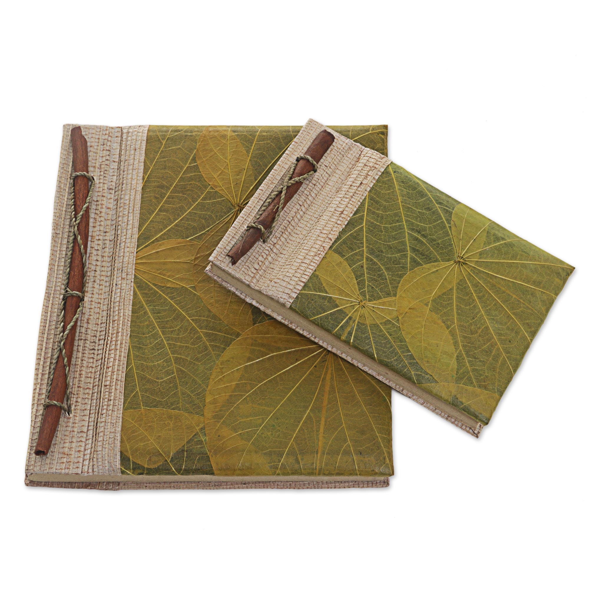 Premium Handcrafted Rice Paper Notebooks - Autumn Spirit in Olive