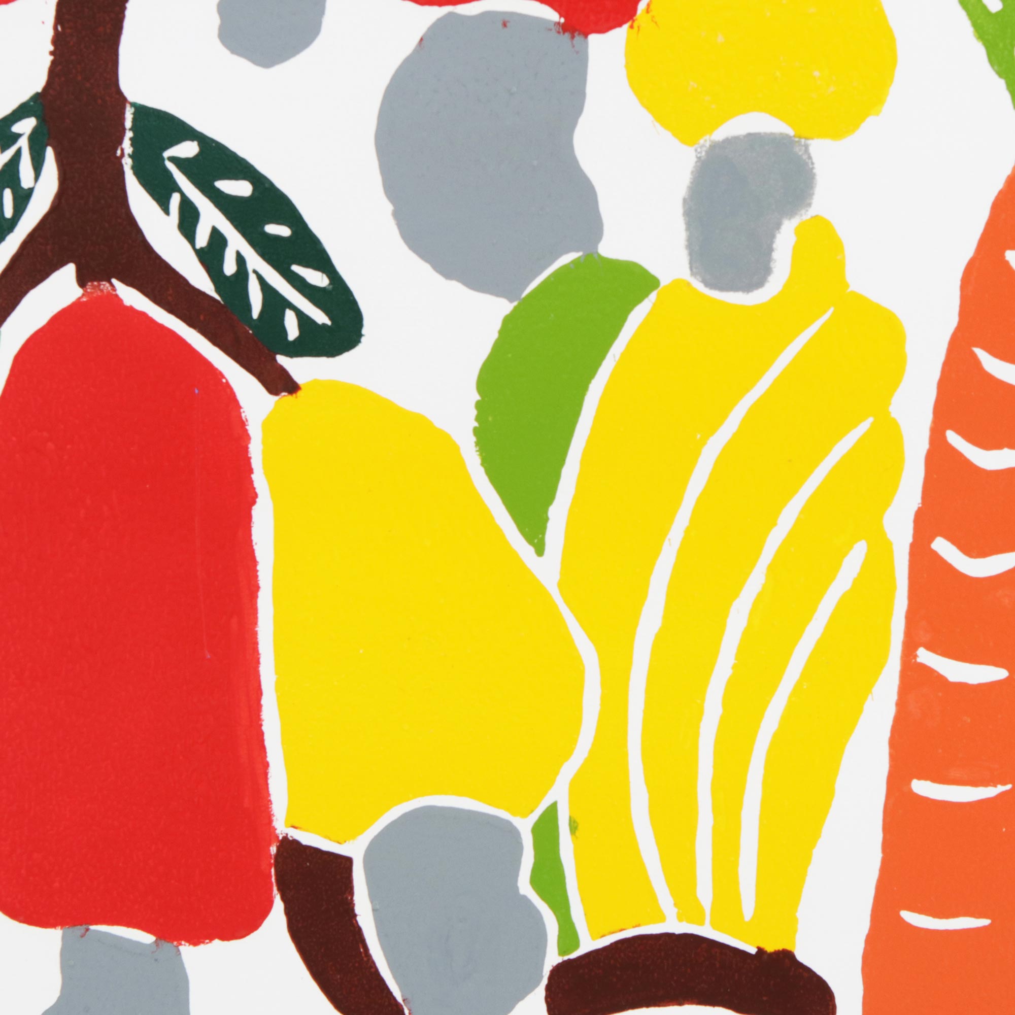Premium Tropical Fruit Woodcut Print by J. Borges - Vibrant Brazil Artwork